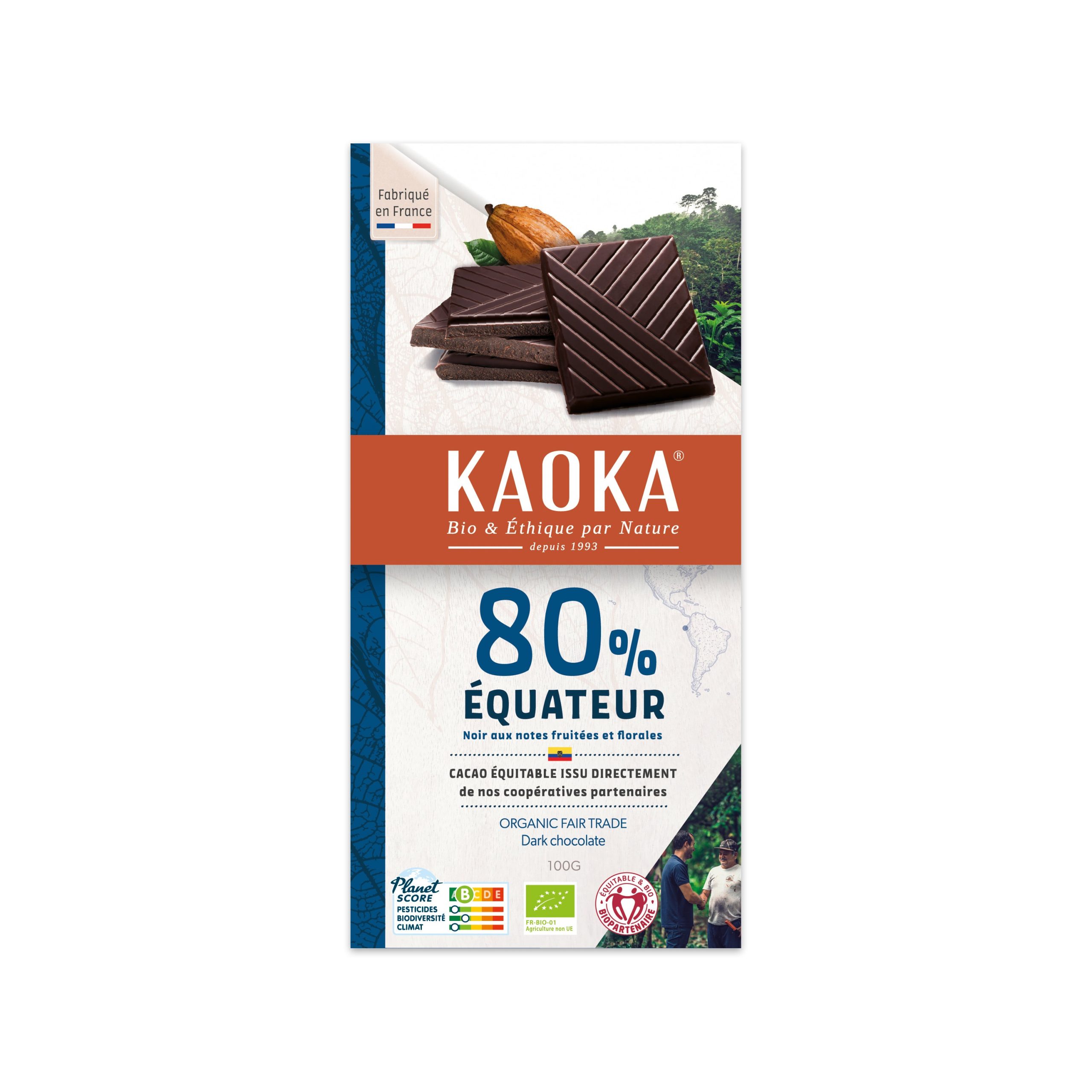 Čokoláda hořká Ekvádor 80 % 100 g BIO   KAOKA Kaoka