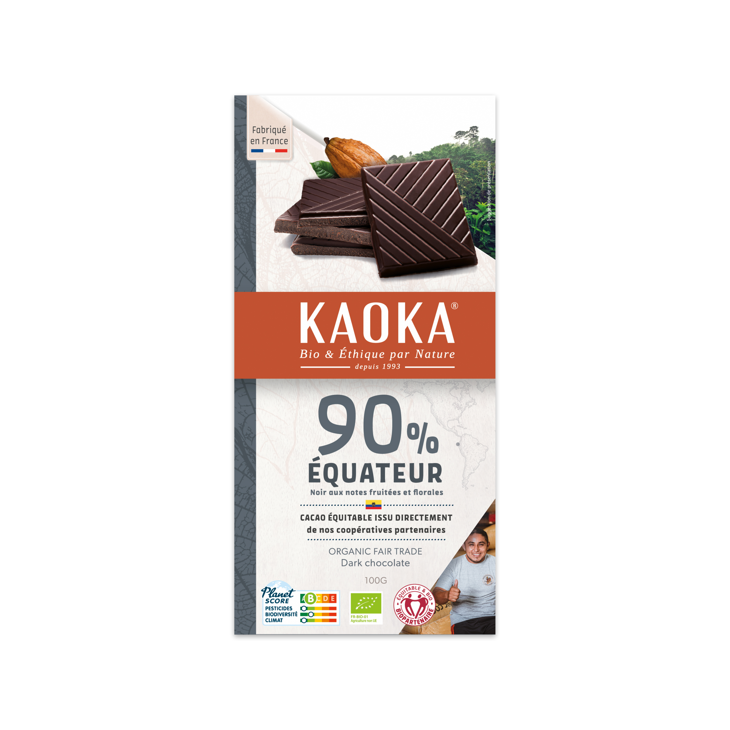 Čokoláda hořká Ekvádor 90 % 100 g BIO   KAOKA Kaoka