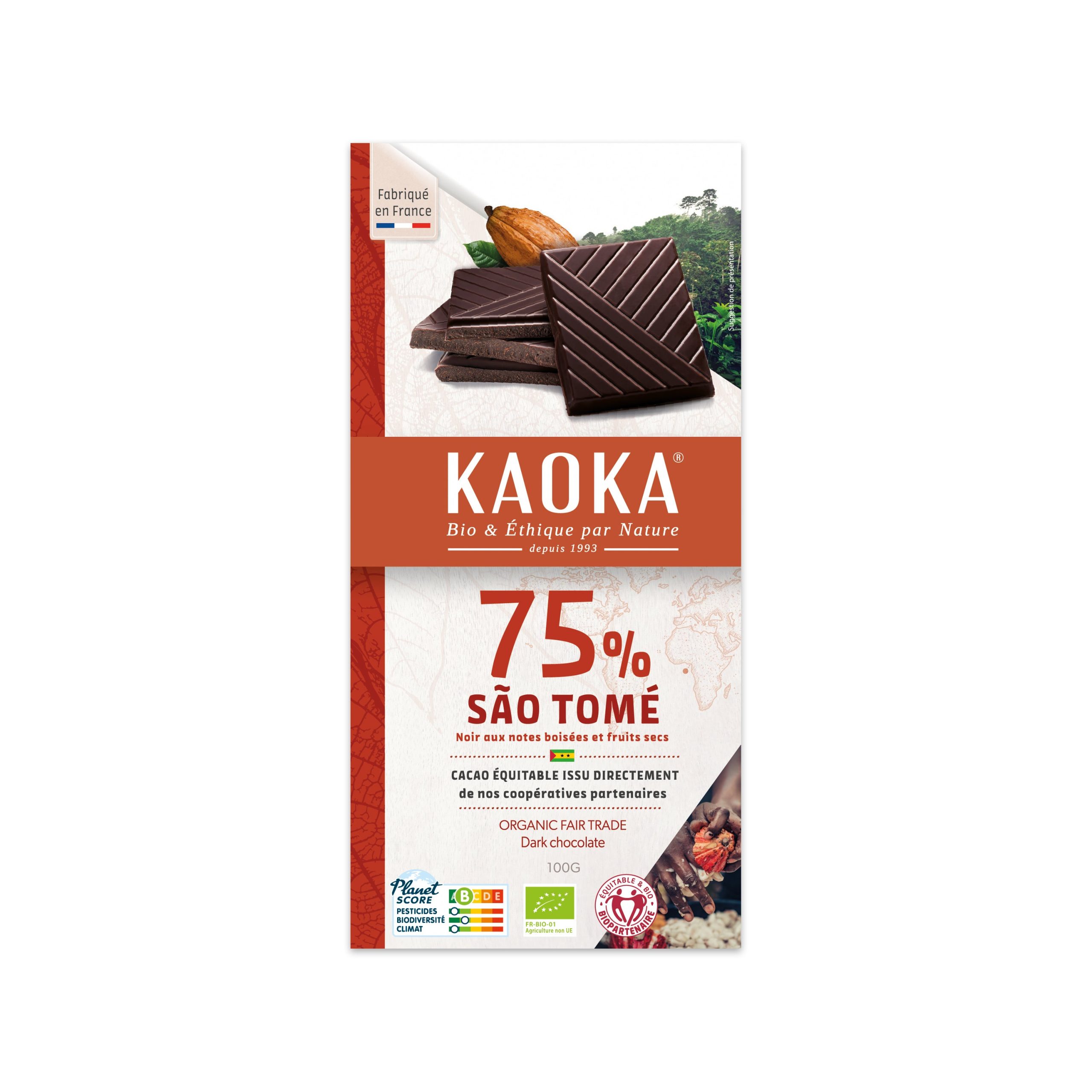 Čokoláda hořká Sao Tomé 75 % 100 g BIO   KAOKA Kaoka