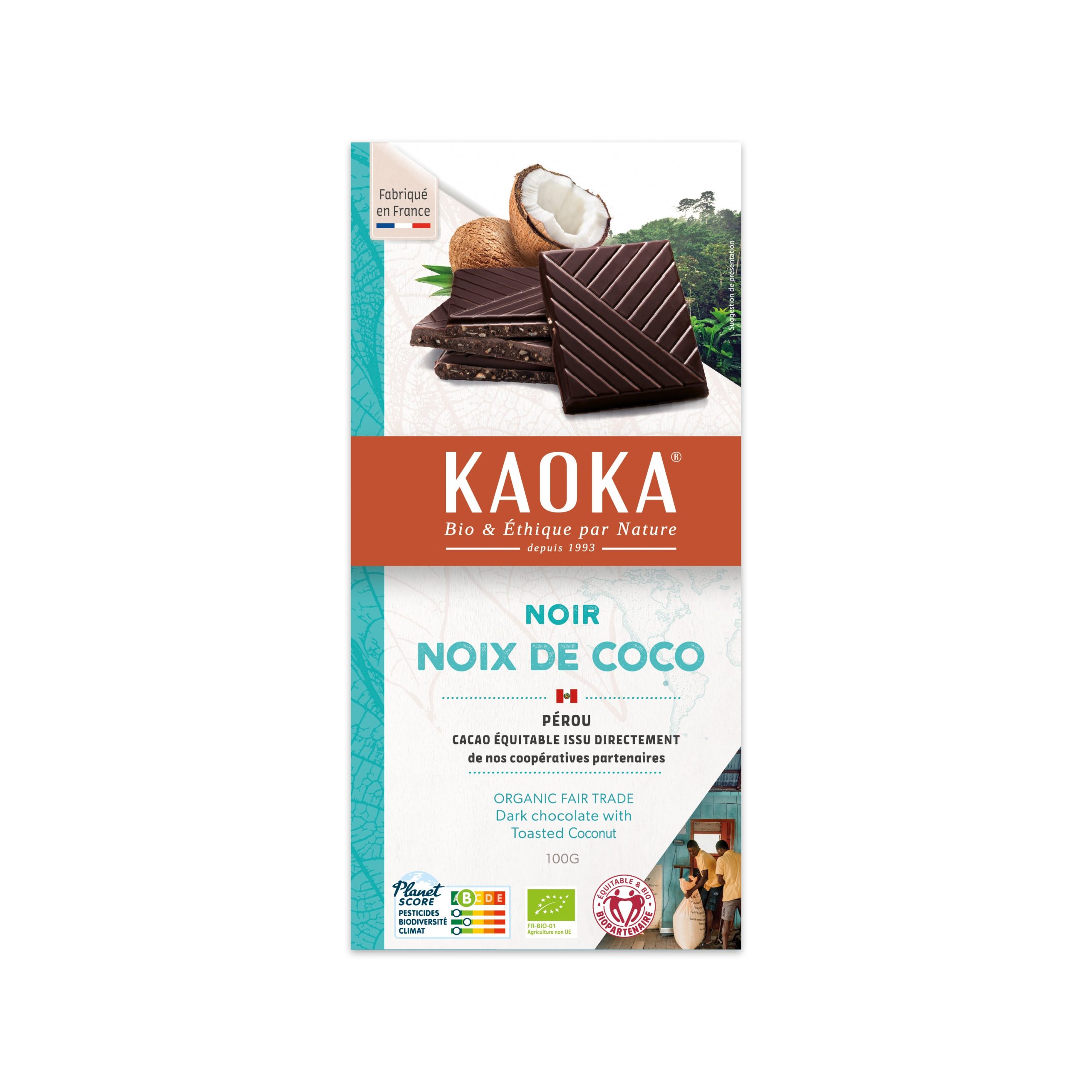 Čokoláda hořká s kokosem 100 g BIO   KAOKA Kaoka