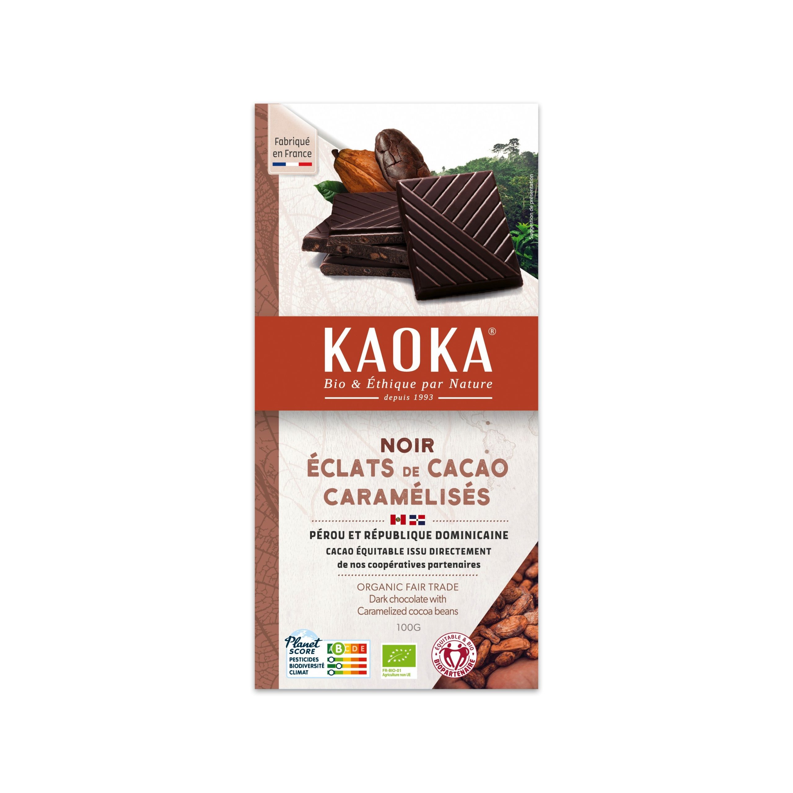 Čokoláda hořká s kousky kakaa 100 g BIO   KAOKA Kaoka