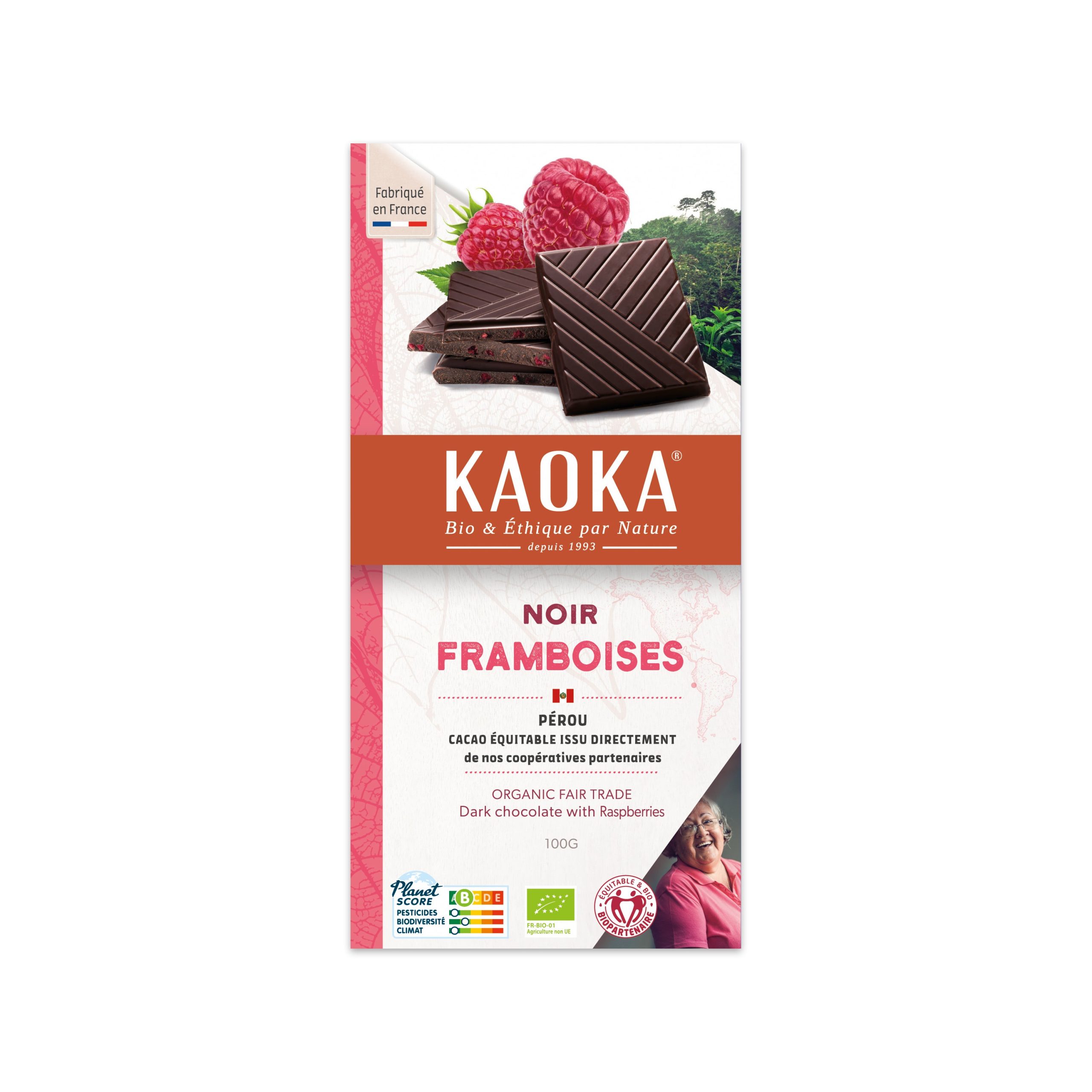 Čokoláda hořká s malinami 100 g BIO   KAOKA Kaoka