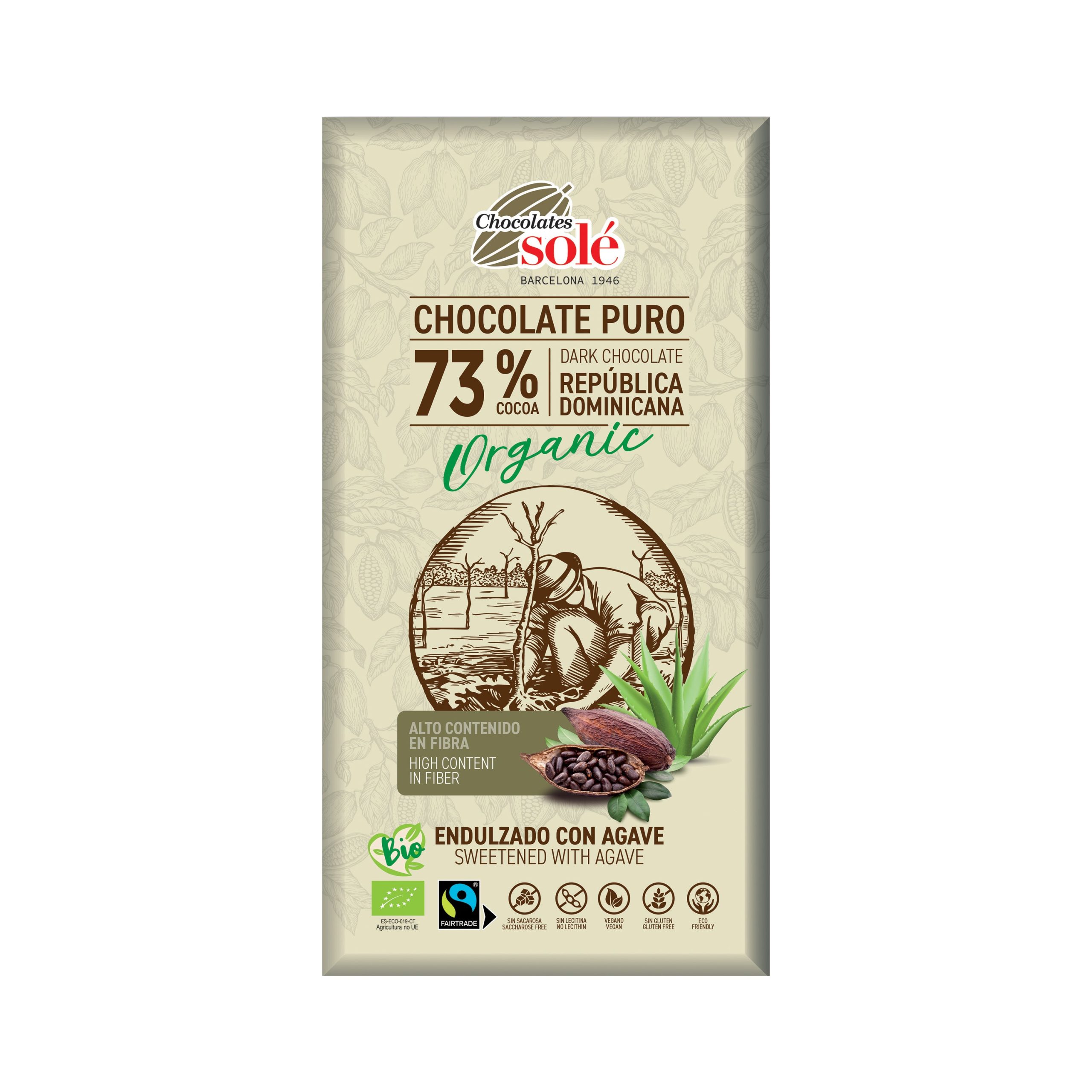 Čokoláda hořká se sirupem z agáve 100 g BIO   SOLÉ SOLÉ