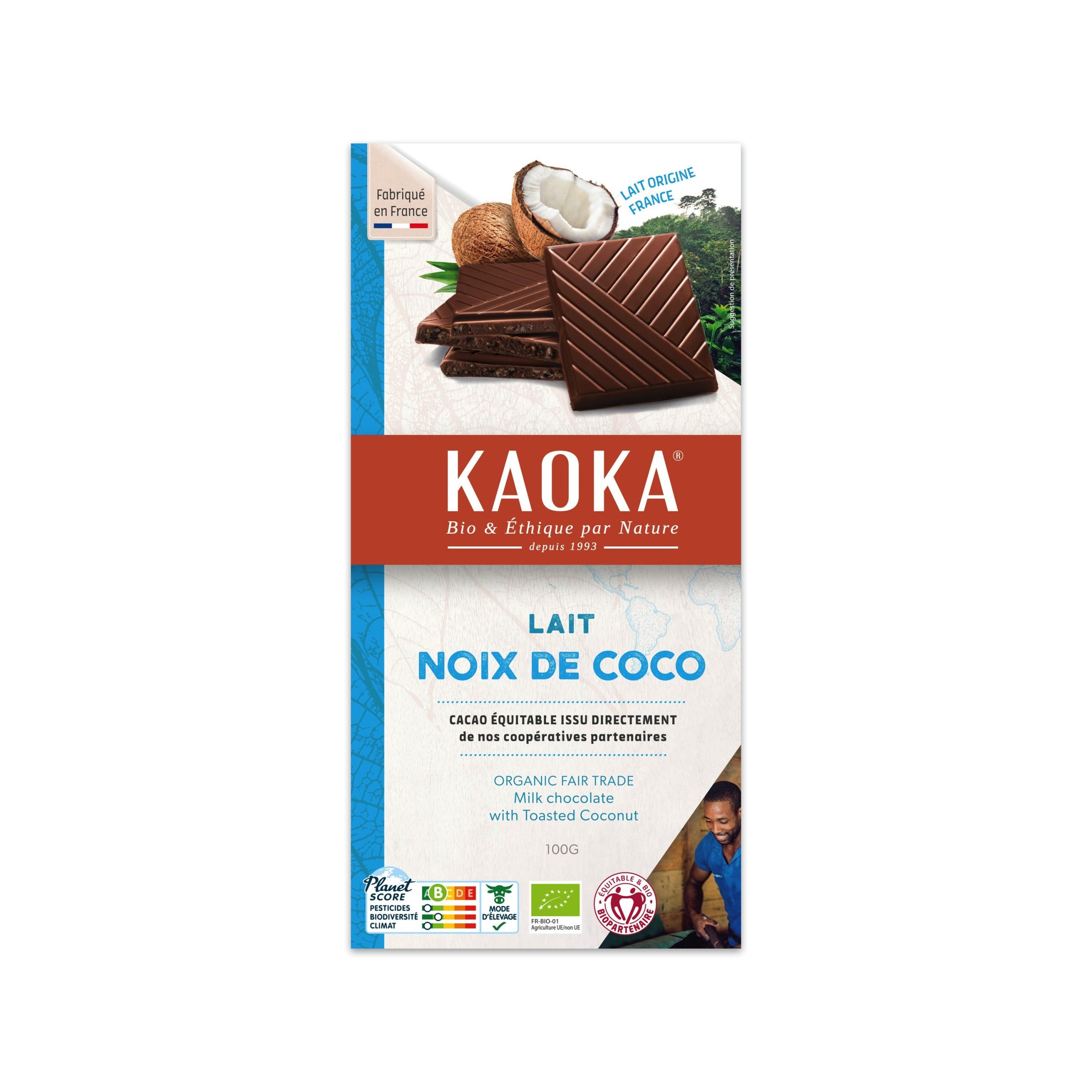 Čokoláda mléčná s kokosem 100 g BIO   KAOKA Kaoka