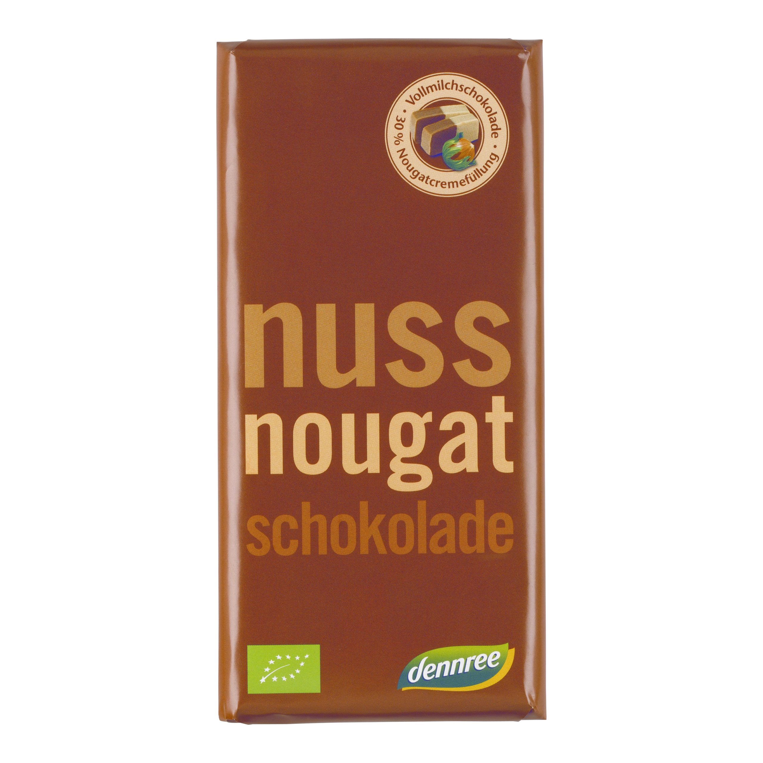Čokoláda mléčná s krémovou nugátovou náplní 100 g BIO   DENNREE Dennree