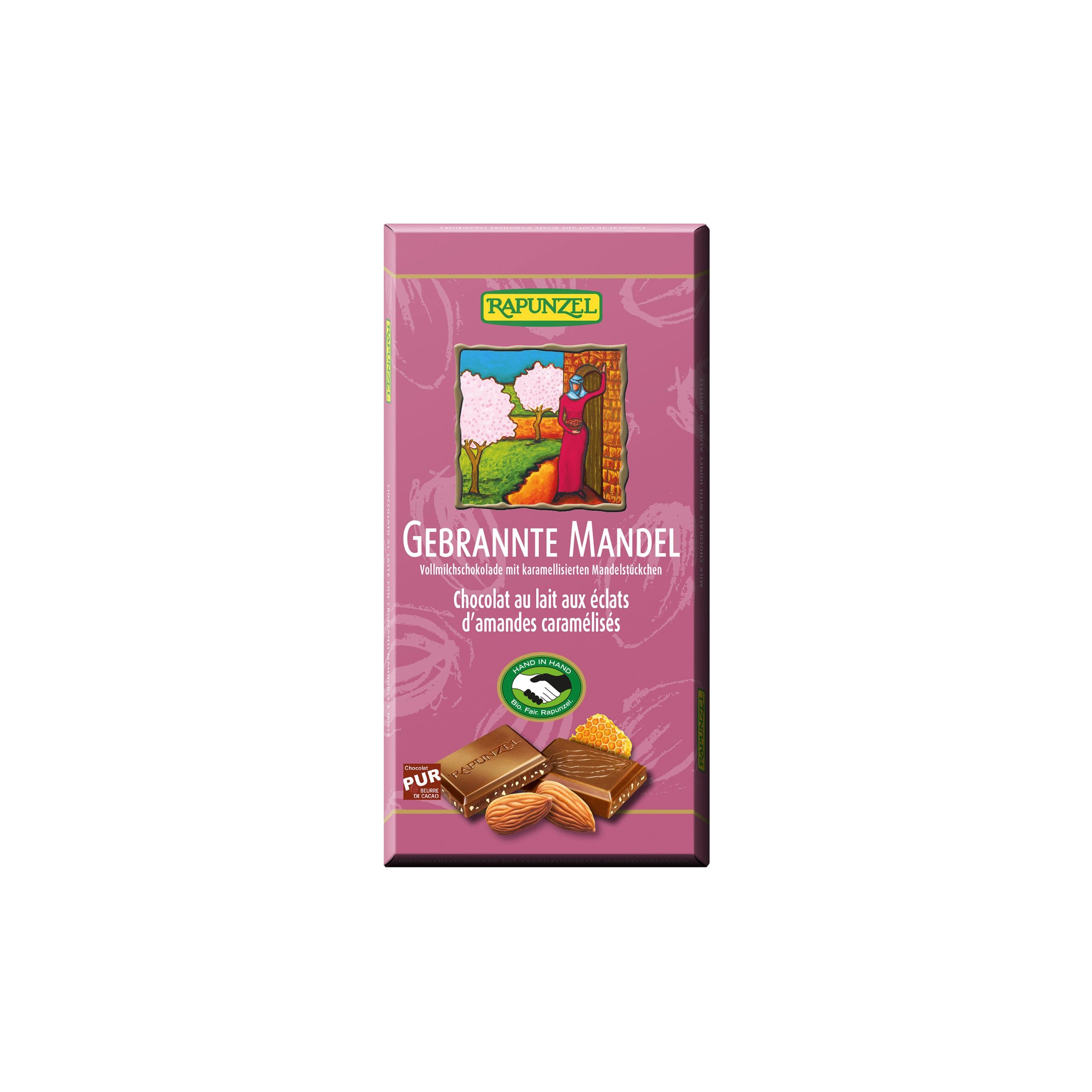 Čokoláda mléčná s praženými mandlemi 100 g BIO   RAPUNZEL Rapunzel