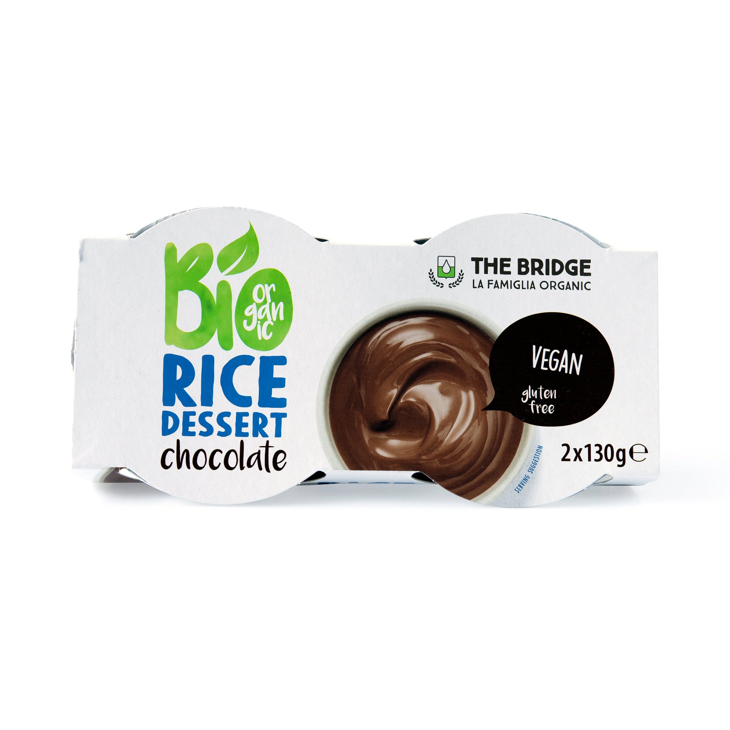 Dezert rýžový čokoláda 2x130 g BIO   THE BRIDGE The Bridge