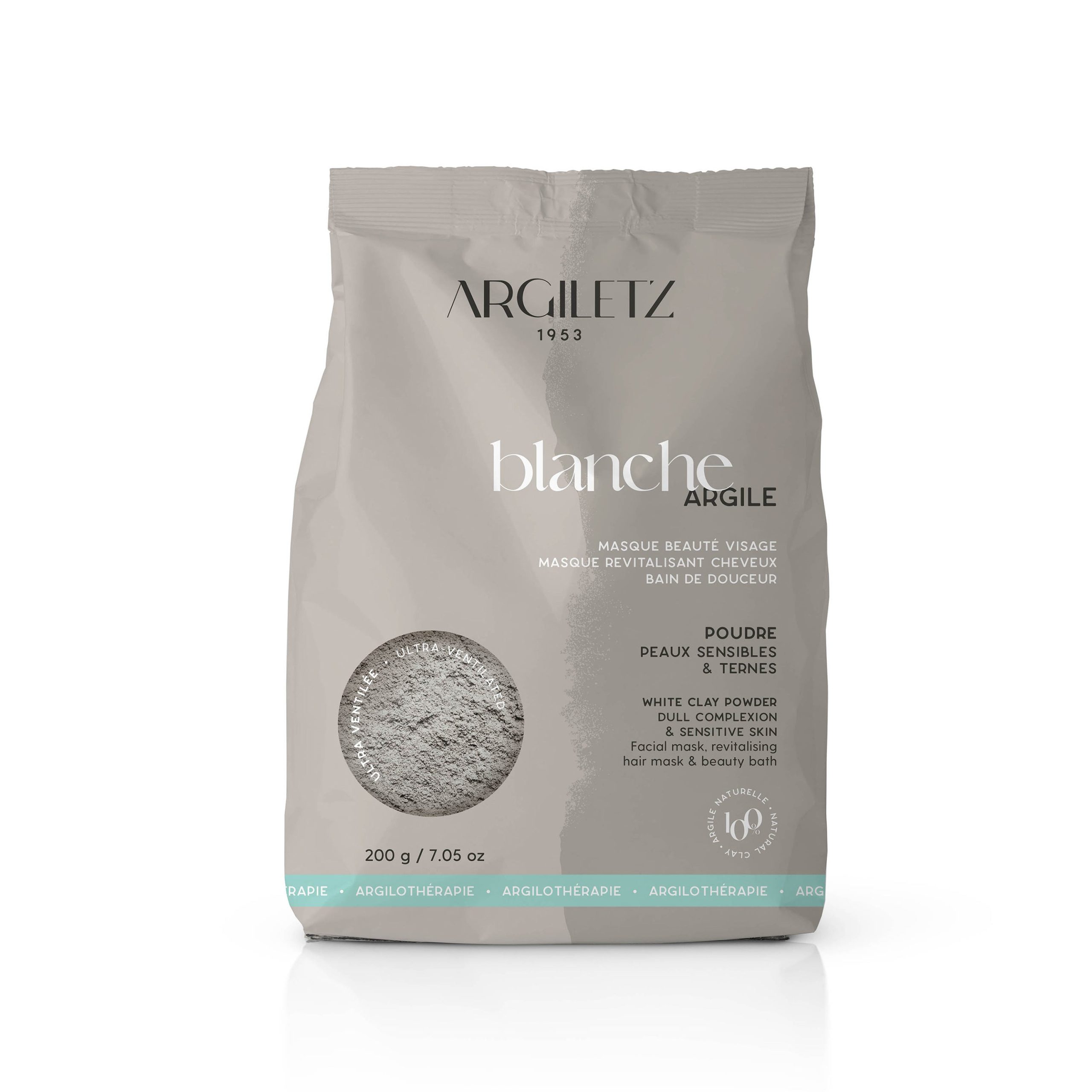 Jíl bílý ultra ventilovaný maska & koupel 200 g   ARGILETZ Argiletz