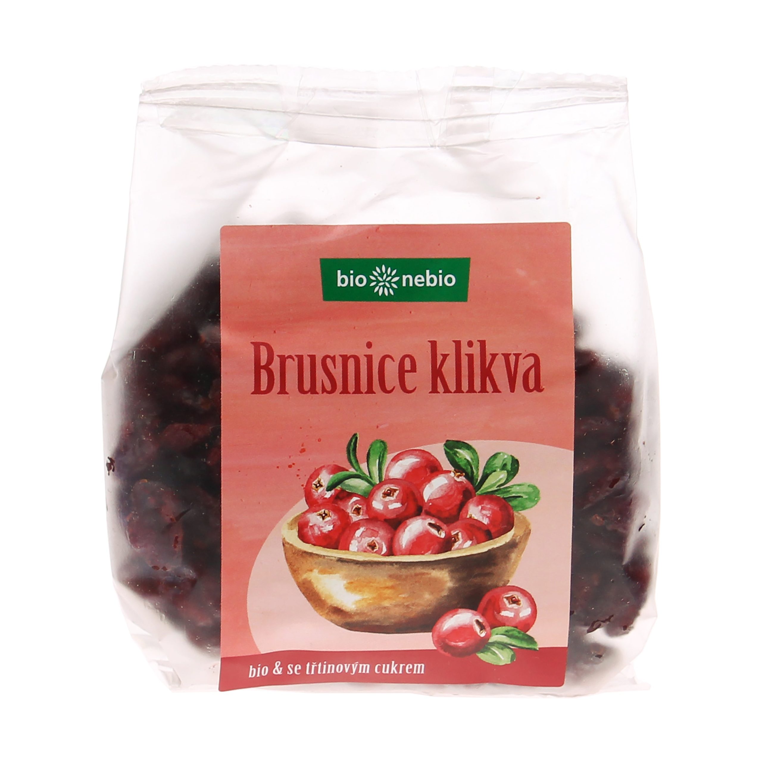 Klikva brusnice se třtinovým cukrem 200 g BIO   BIO NEBIO Bio nebio