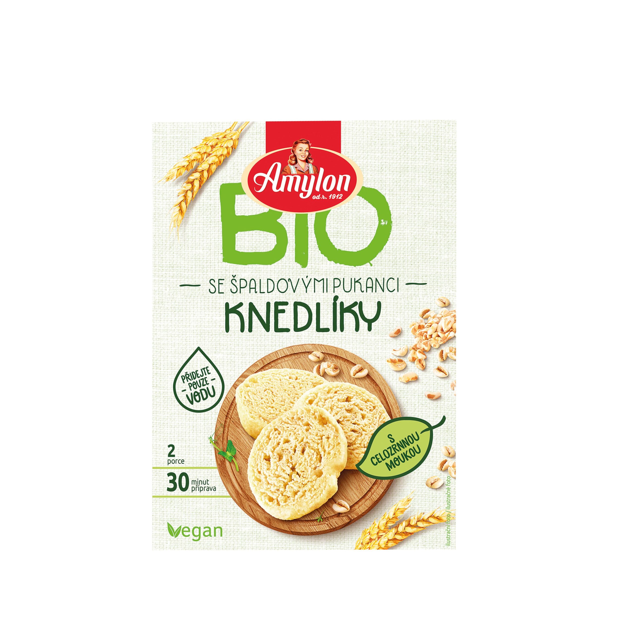 Knedlíky s celozrnnou moukou a špaldovými pukanci 200 g BIO   AMYLON Amylon
