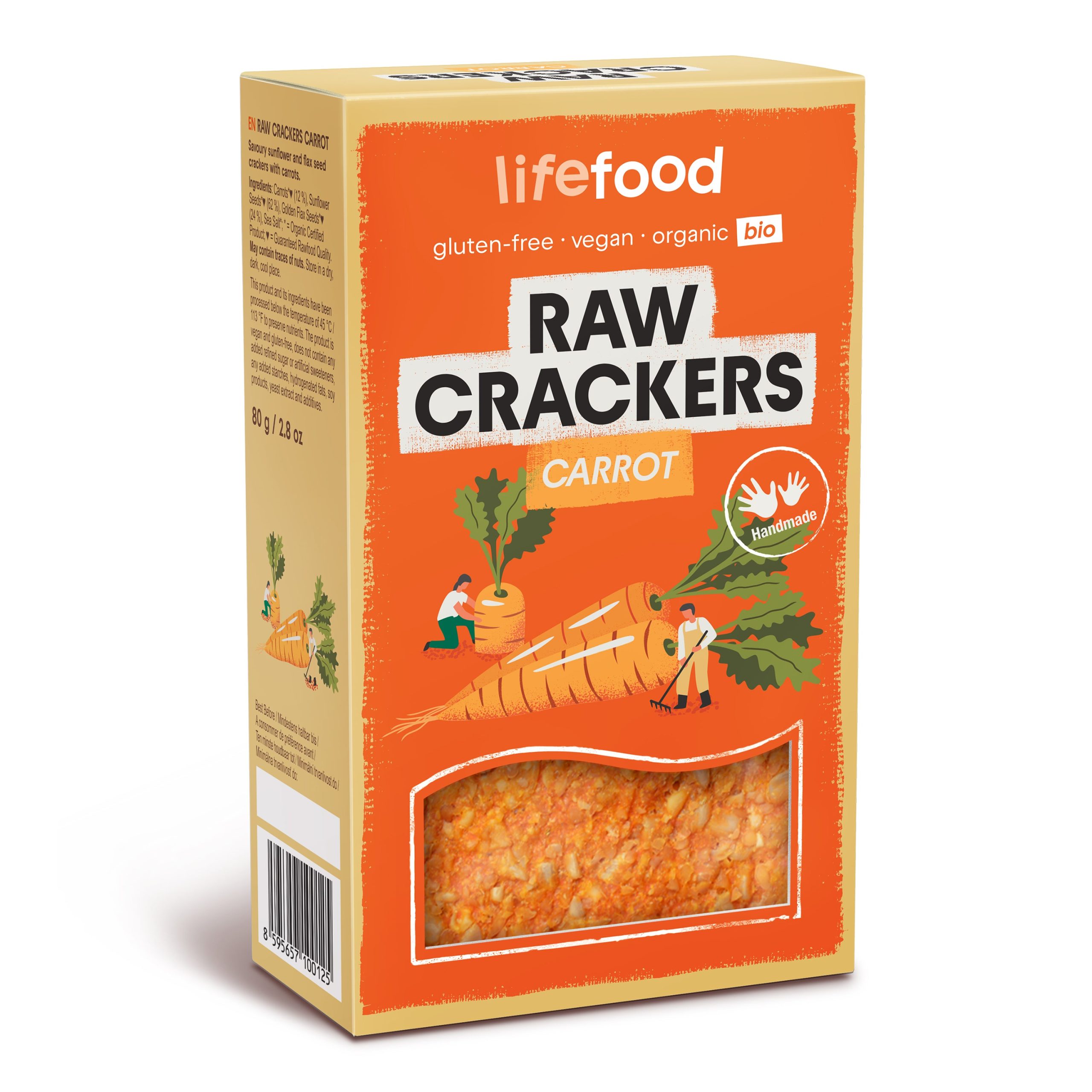Life Crackers mrkvánky RAW 80 g BIO   LIFEFOOD Lifefood