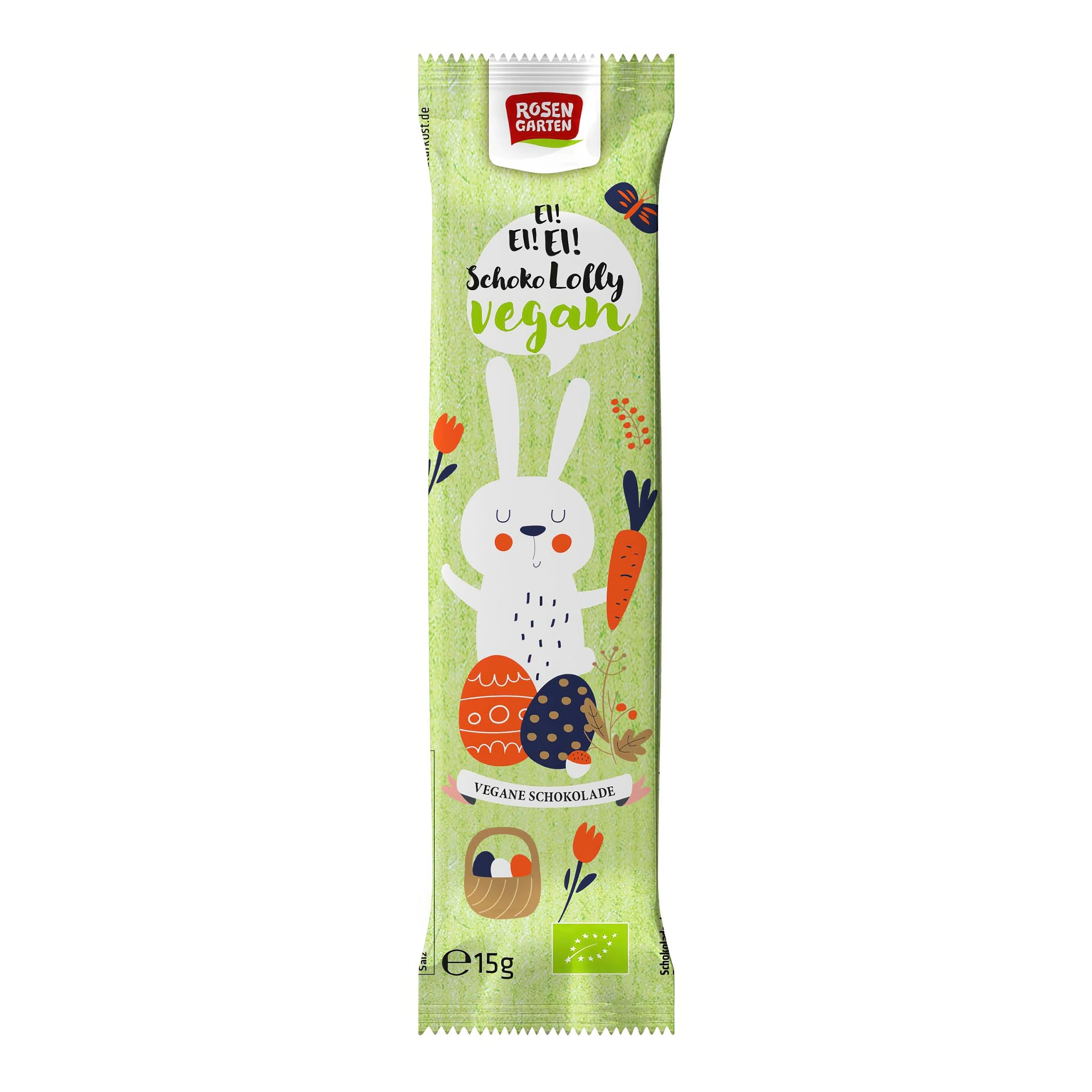 Lízátko kakaový zajíček vegan 15 g BIO   ROSENGARTEN Rosengarten