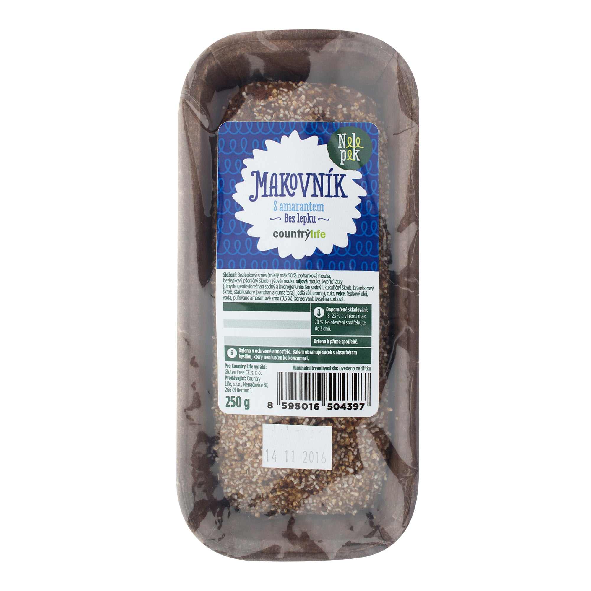 Makovník s amarantem bez lepku 250 g   NELEPEK   VO Nelepek