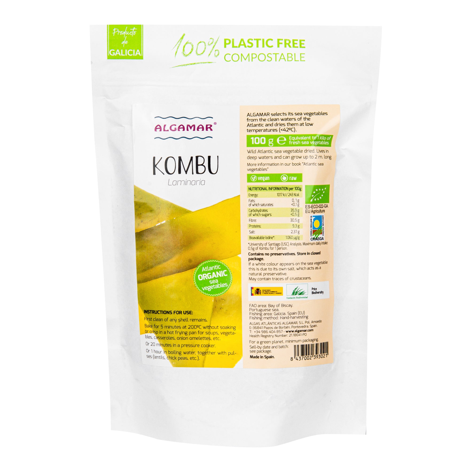 Mořské řasy Kombu 100 g BIO   ALGAMAR Algamar