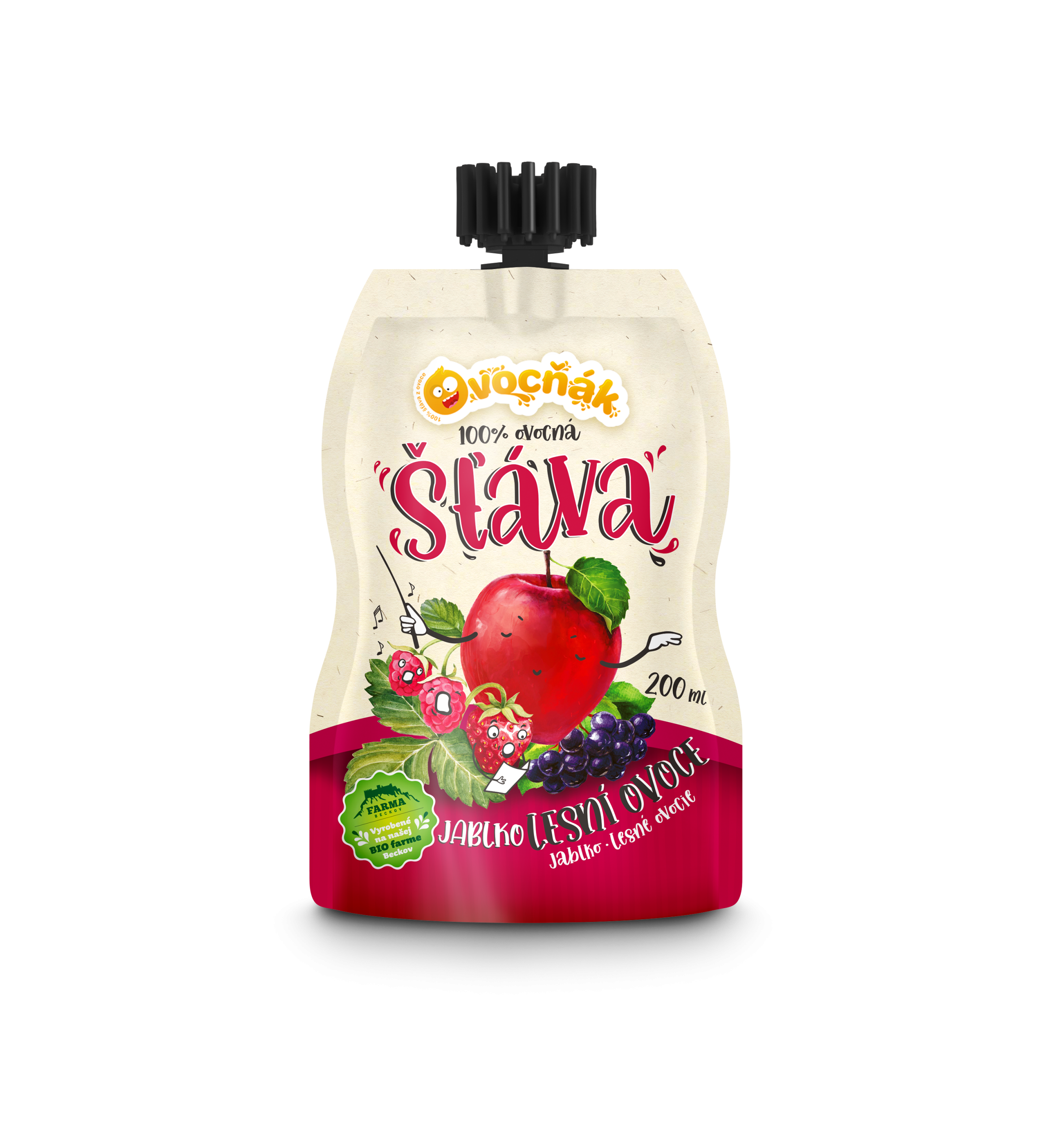 Mošt ovocný jablko-lesní ovoce 200 ml   OVOCŇÁK Ovocňák