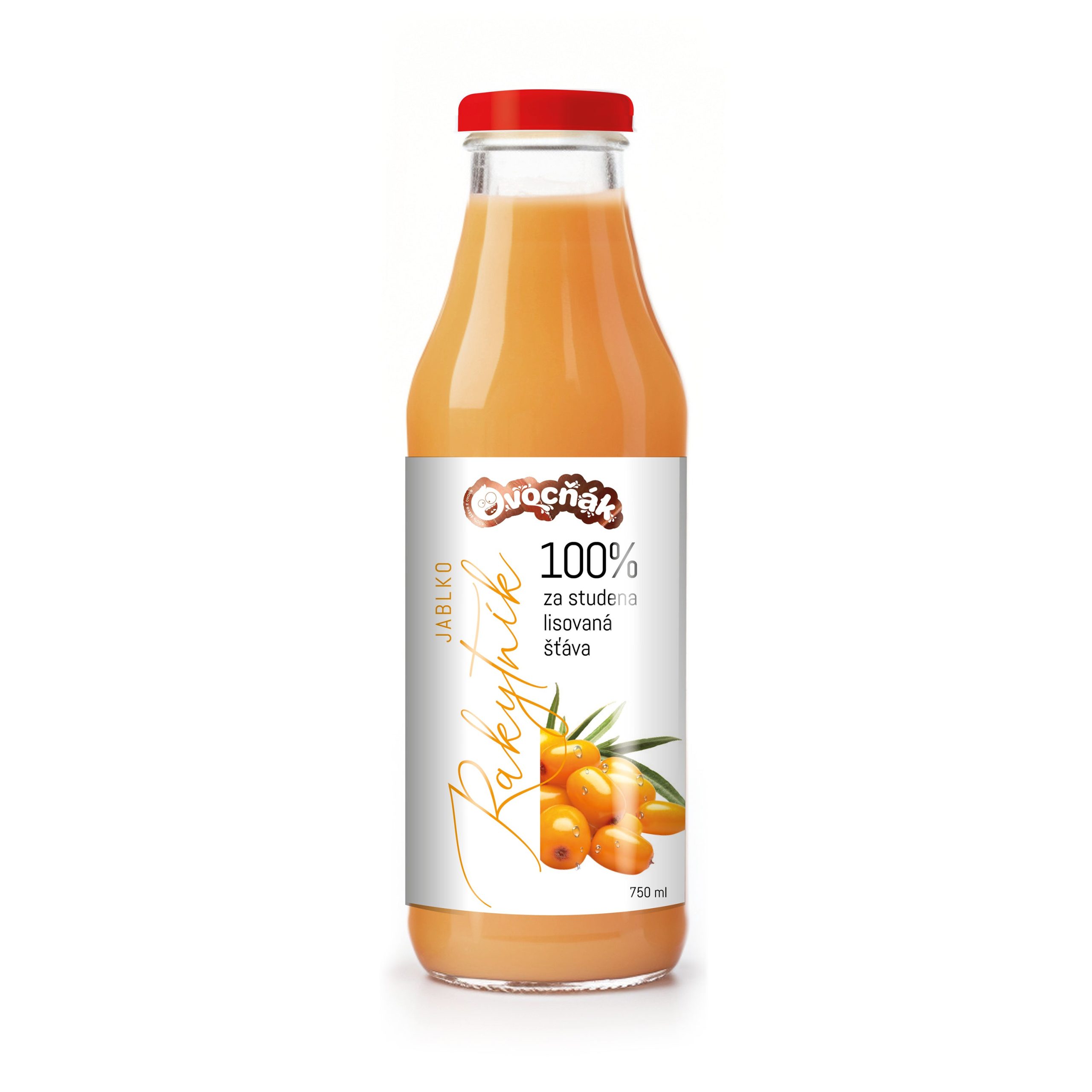 Mošt ovocný jablko-rakytník sklo 750 ml   OVOCŇÁK Ovocňák