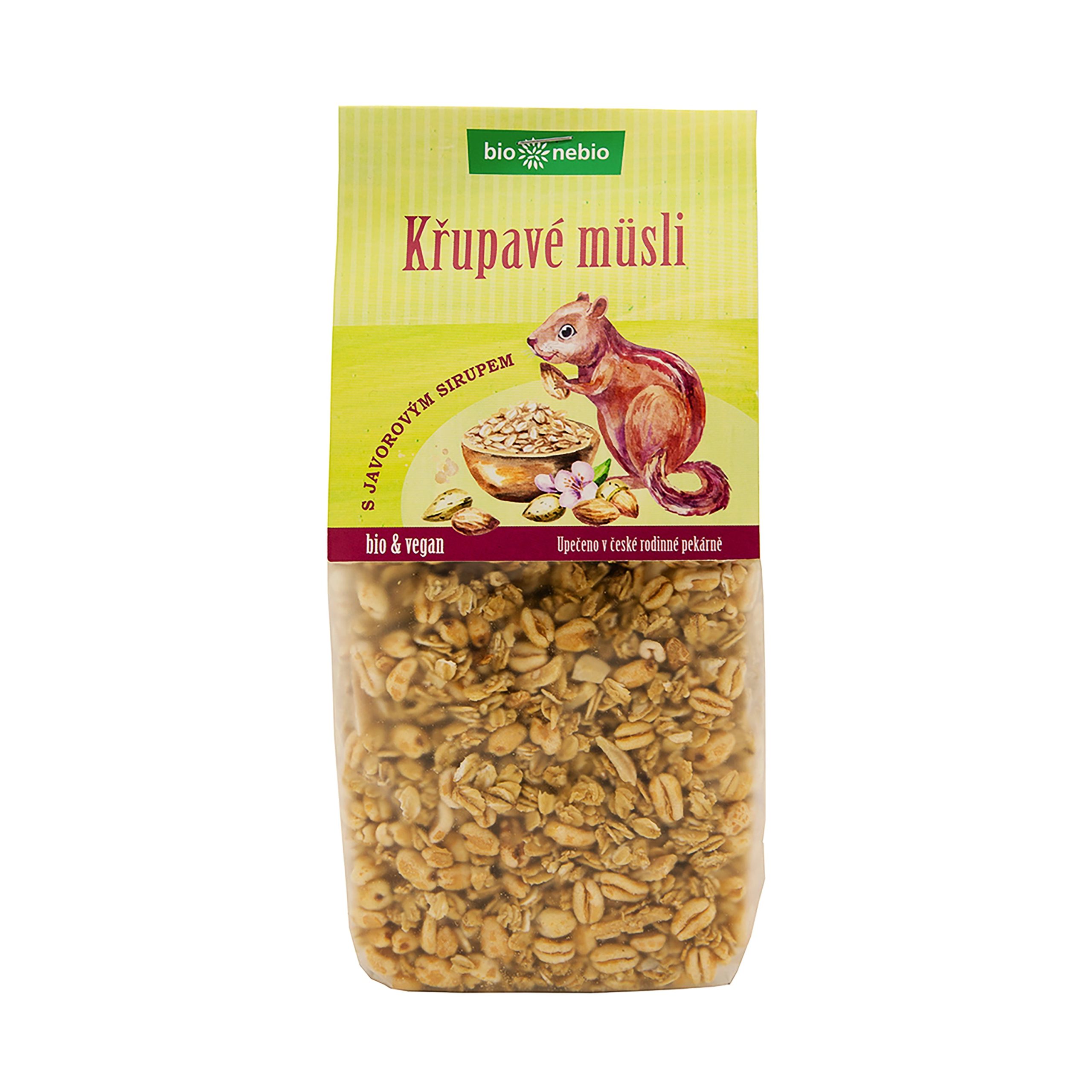 Müsli Nebuď hloupý! Křupavé s javorovým sirupem 270 g BIO   BIO NEBIO Bio nebio