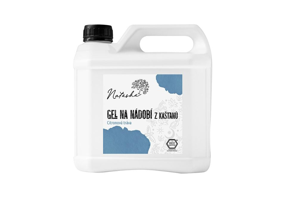 Natasha Gel na nádobí z kaštanů Citronová tráva (3 l) - pošk. obal - bojovník s mastnotou šetrný k pokožce Natasha