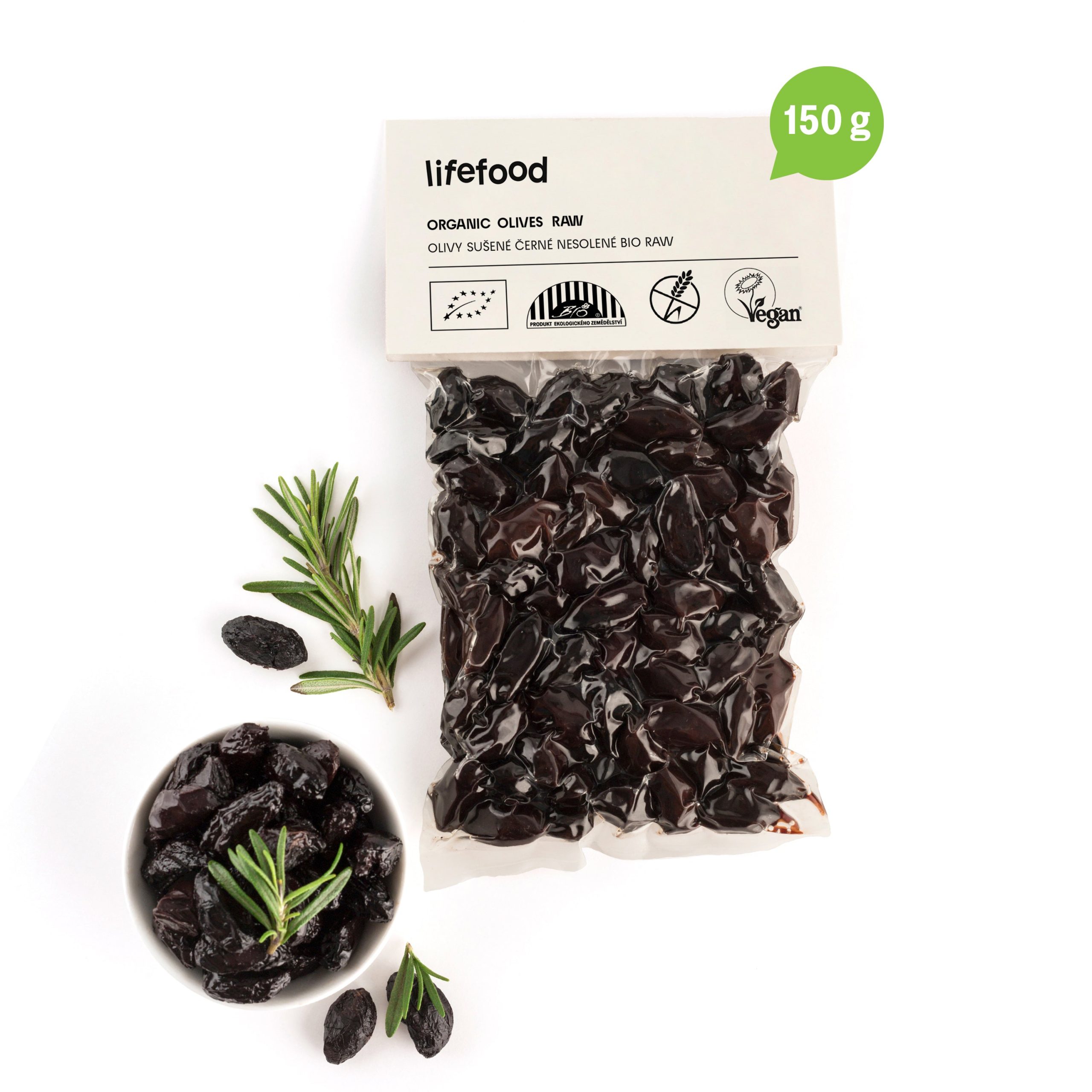 Olivy Botija černé sušené s peckami RAW 150 g BIO   LIFEFOOD Lifefood