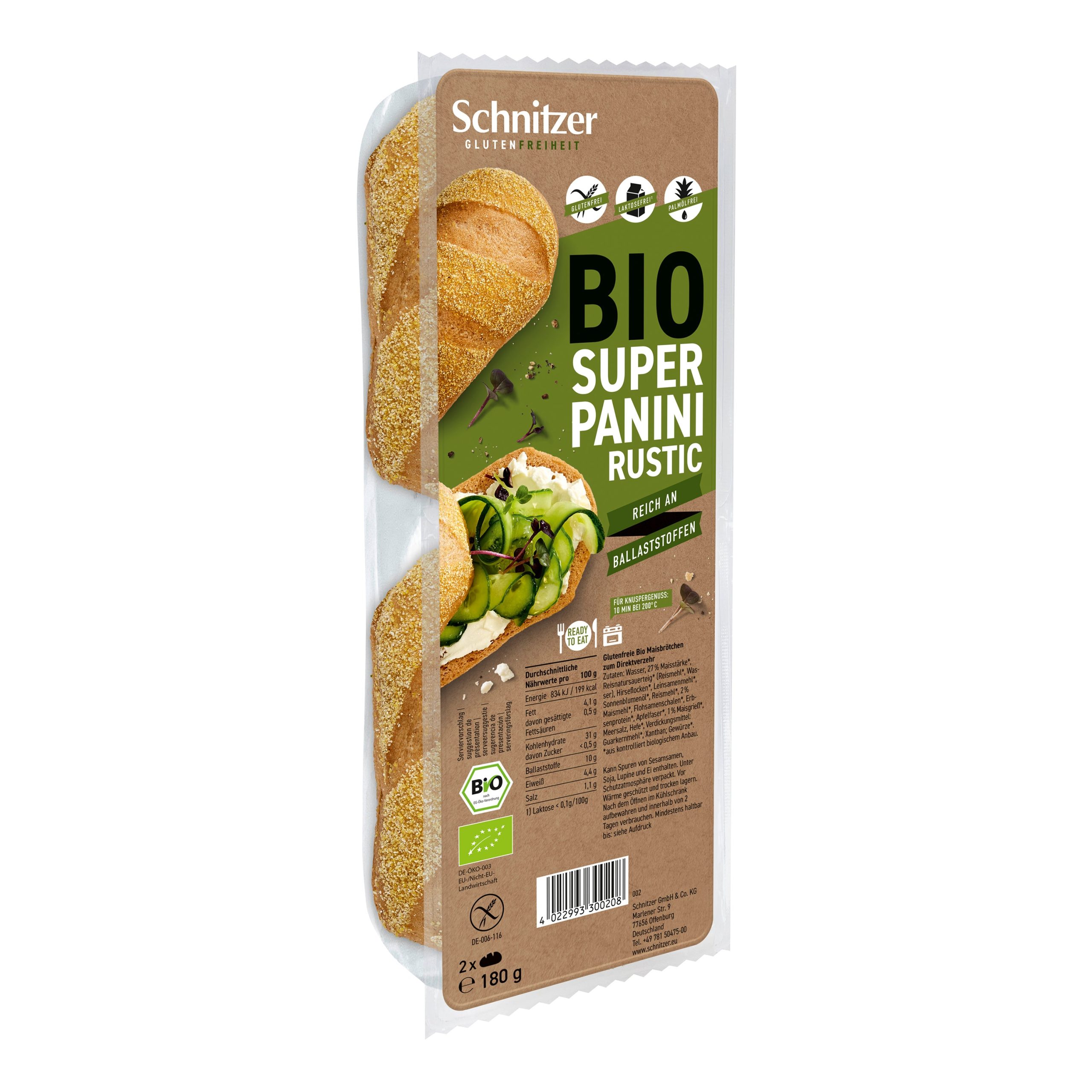 Panini rustikální bezlepkové 180 g BIO   SCHNITZER Schnitzer