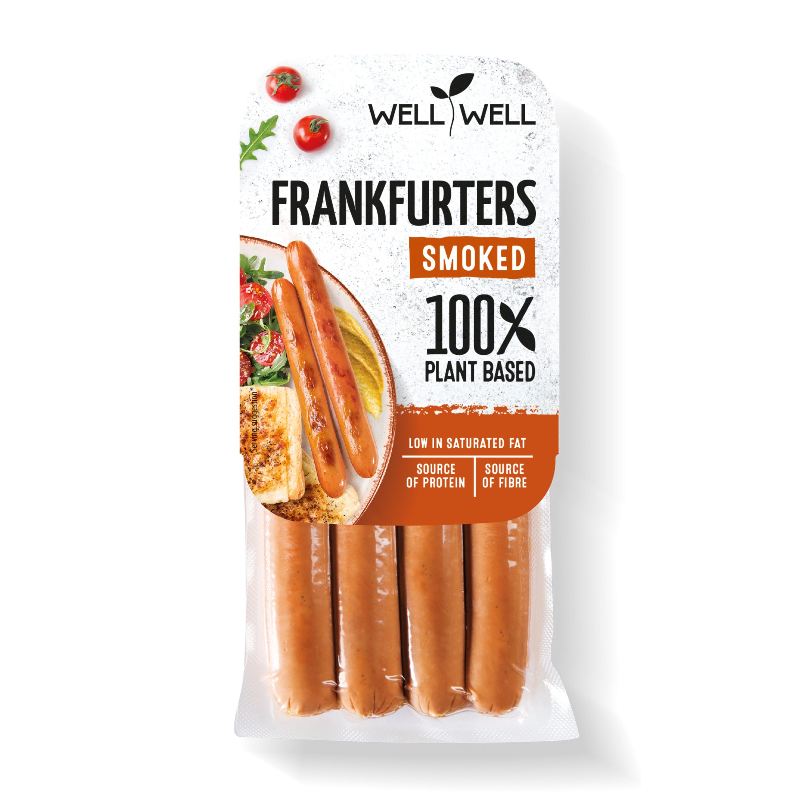 Párky Frankfurtky uzené z rostlinných bílkovin 180 g   WELL WELL Well Well