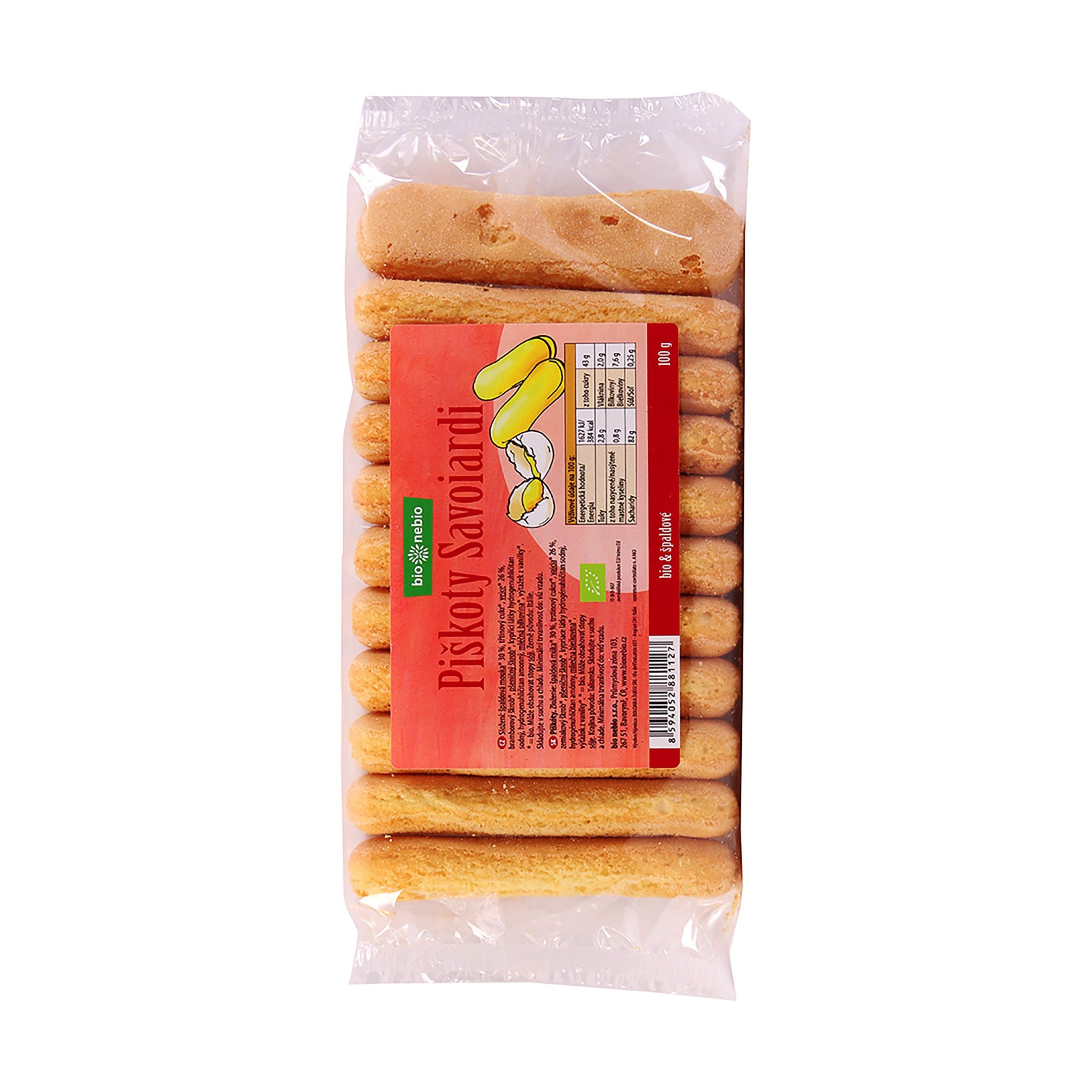 Piškoty cukrářské špaldové Savoiardi 100 g BIO   BIO NEBIO Bio nebio