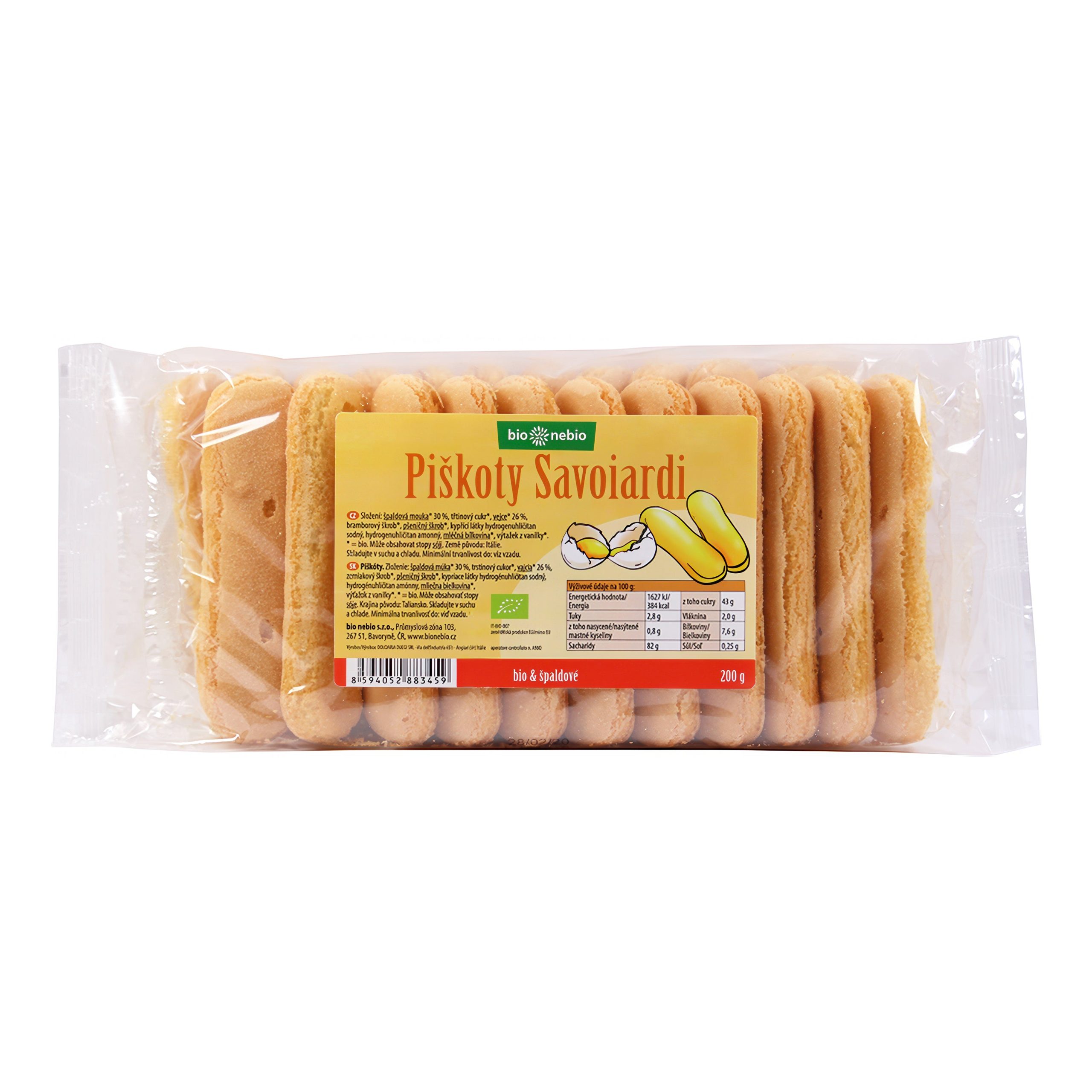 Piškoty cukrářské špaldové Savoiardi 200 g BIO   BIO NEBIO Bio nebio