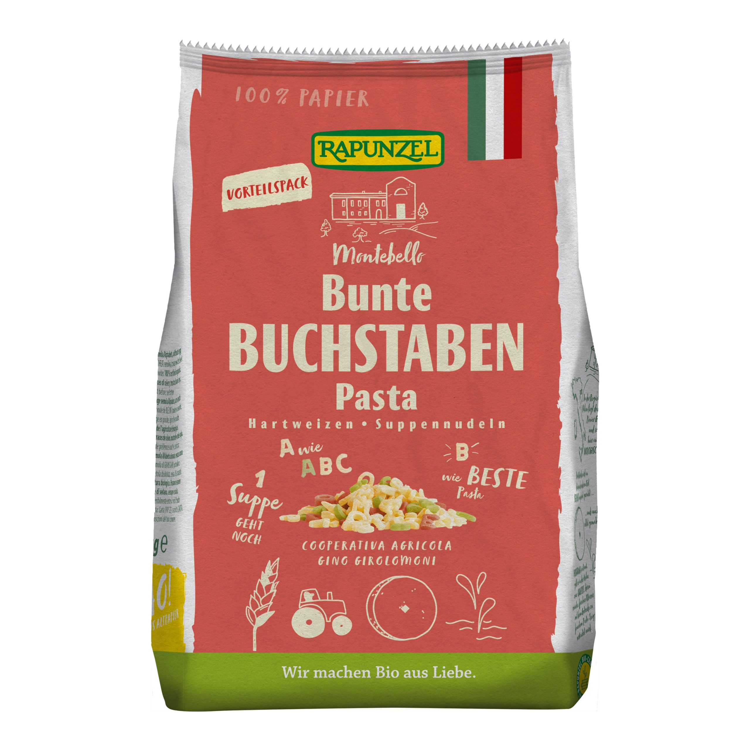 Písmenka semolina barevná 500 g BIO   RAPUNZEL Rapunzel