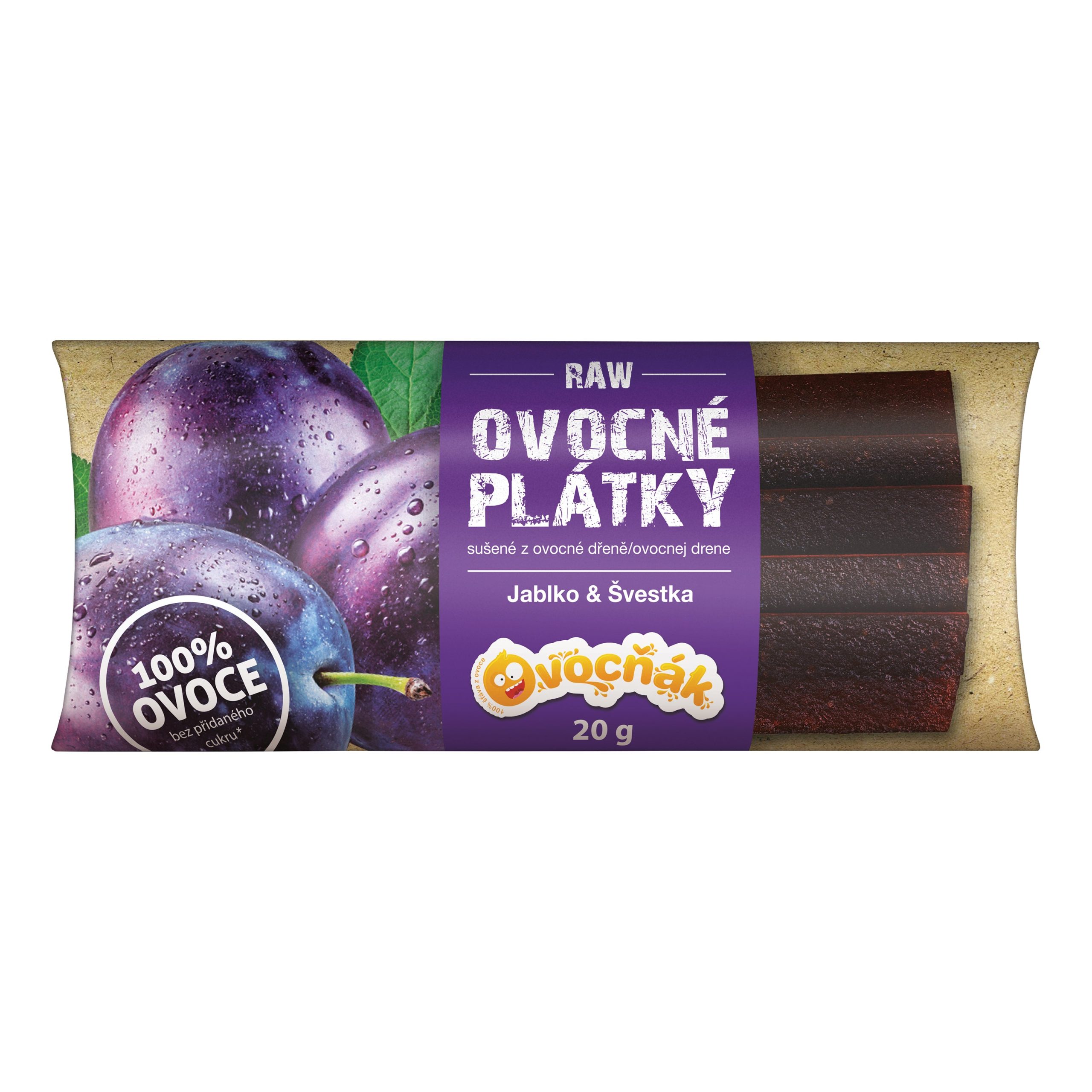 Plátky ovocné jablko-švestka 20 g   OVOCŇÁK Ovocňák
