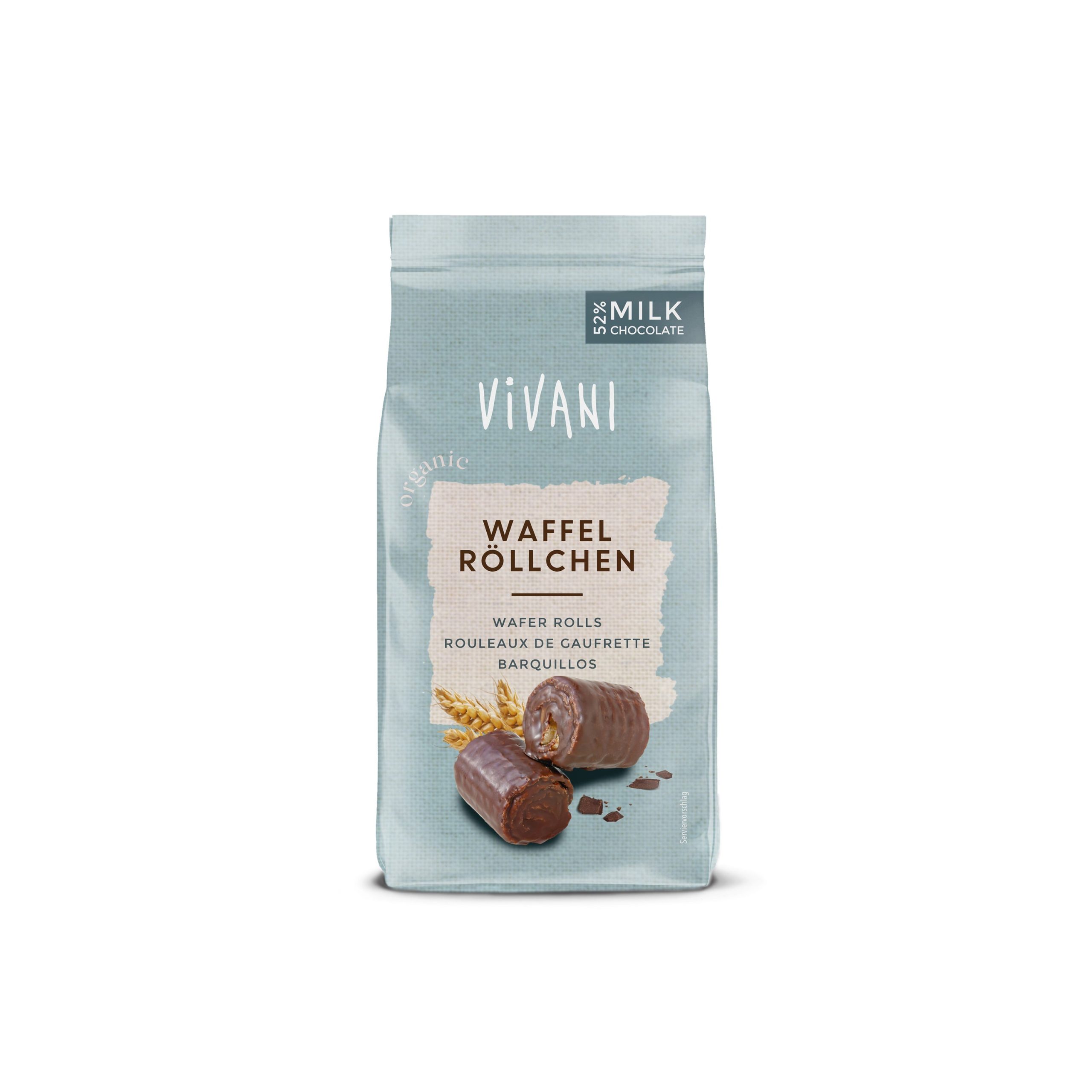 Rolky oplatkové v mléčné čokoládě 125 g BIO   VIVANI Vivani