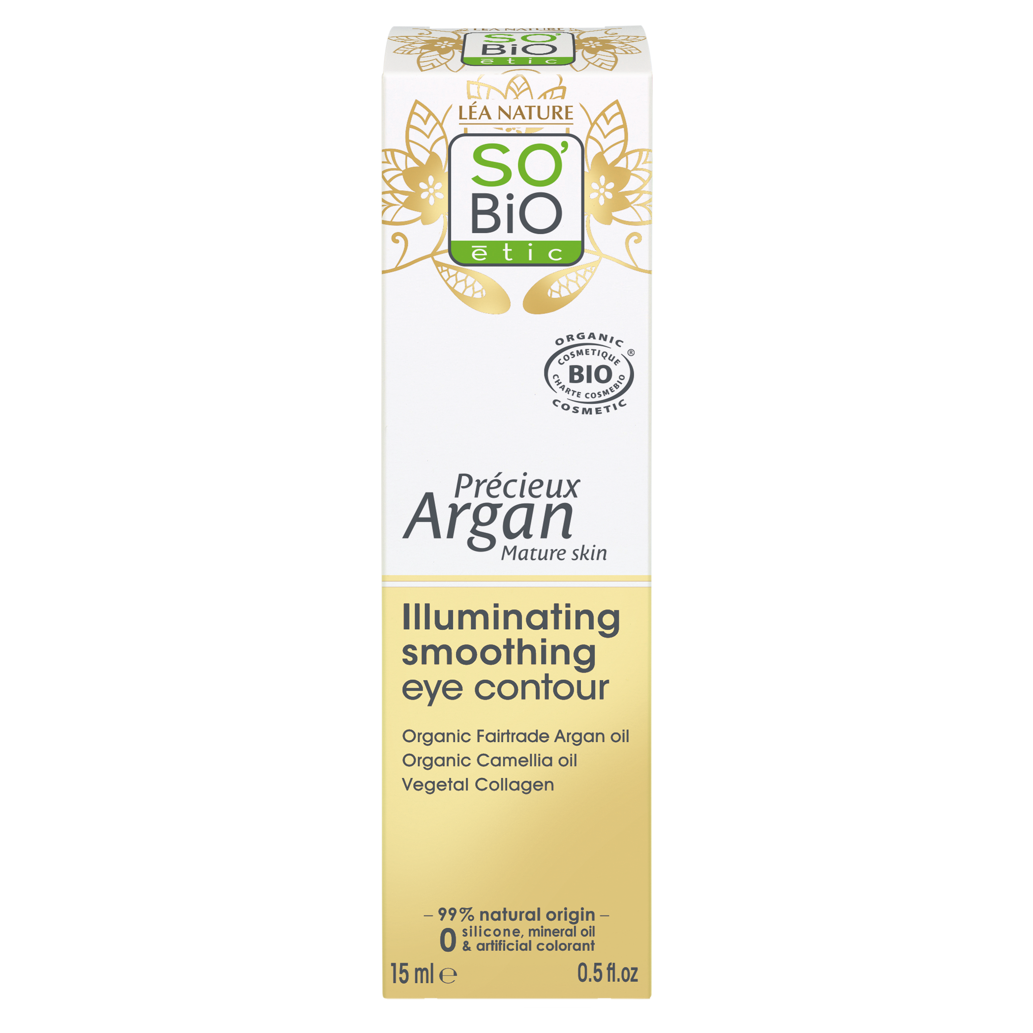 SO’BiO étic Anti-Age Precieux Argan Péče o oční okolí vyhlazující GOLD BIO (15 ml) - ideální pro zralou pleť SO’BiO