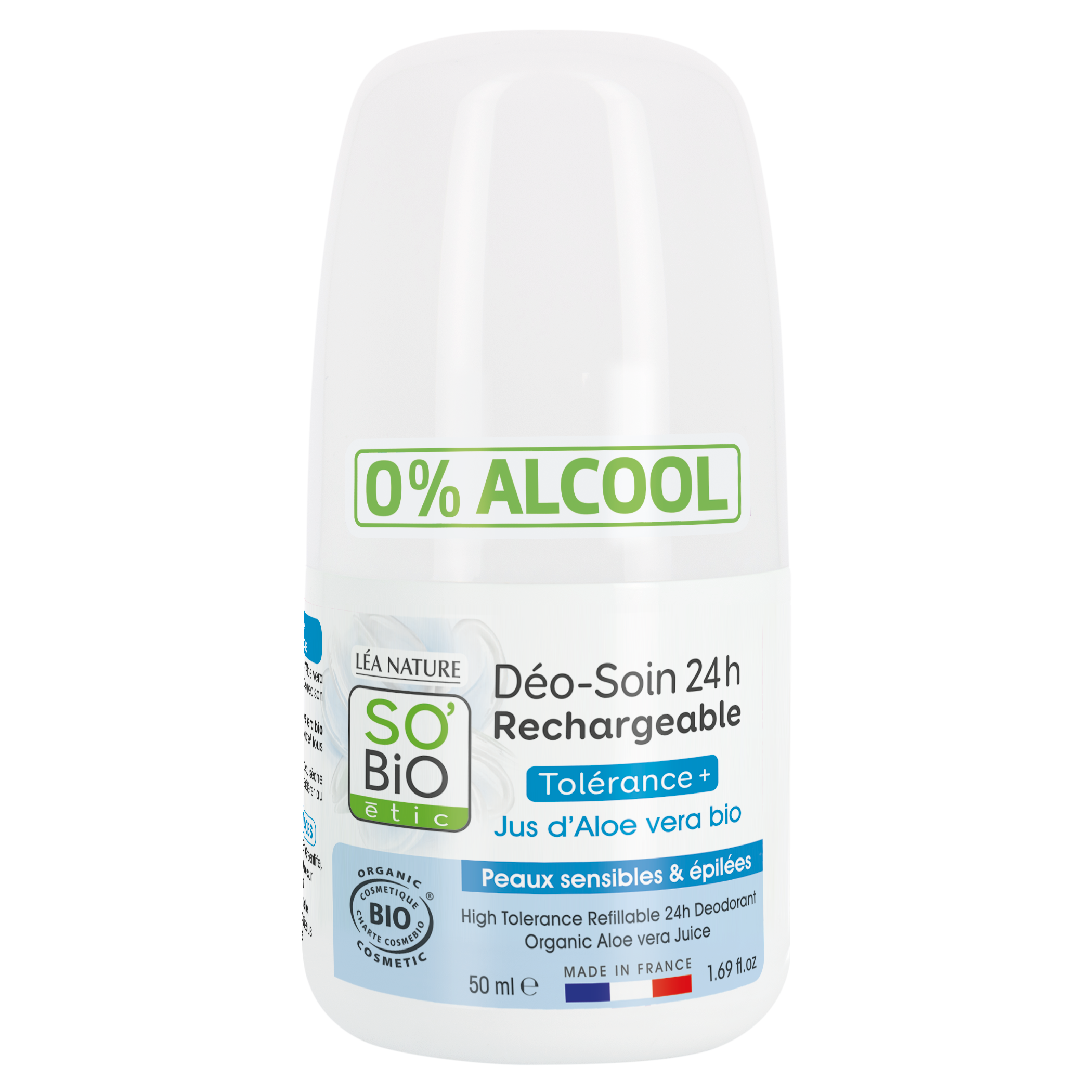 SO’BiO étic Deodorant roll-on 24h - Tolerance+ s Aloe vera BIO (50 ml) - účinný až 24 hodin SO’BiO