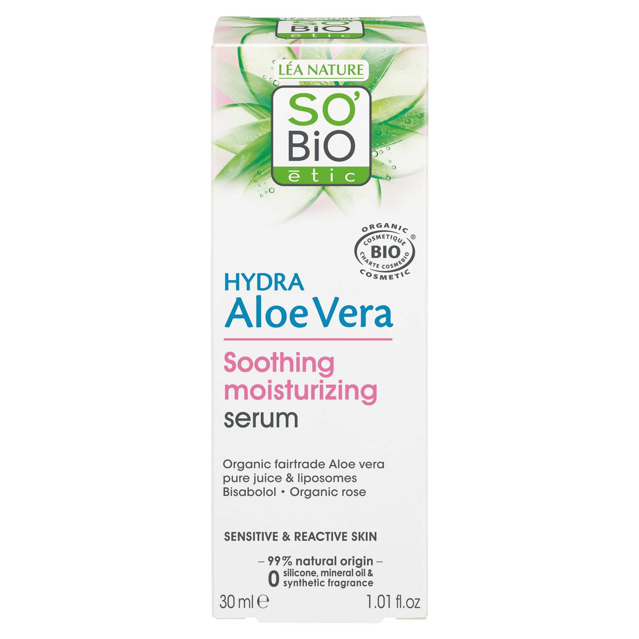 SO’BiO étic Sérum pleťové s Aloe vera - zklidnění a hydratace pro citlivou pleť BIO (30 ml) - hydratuje