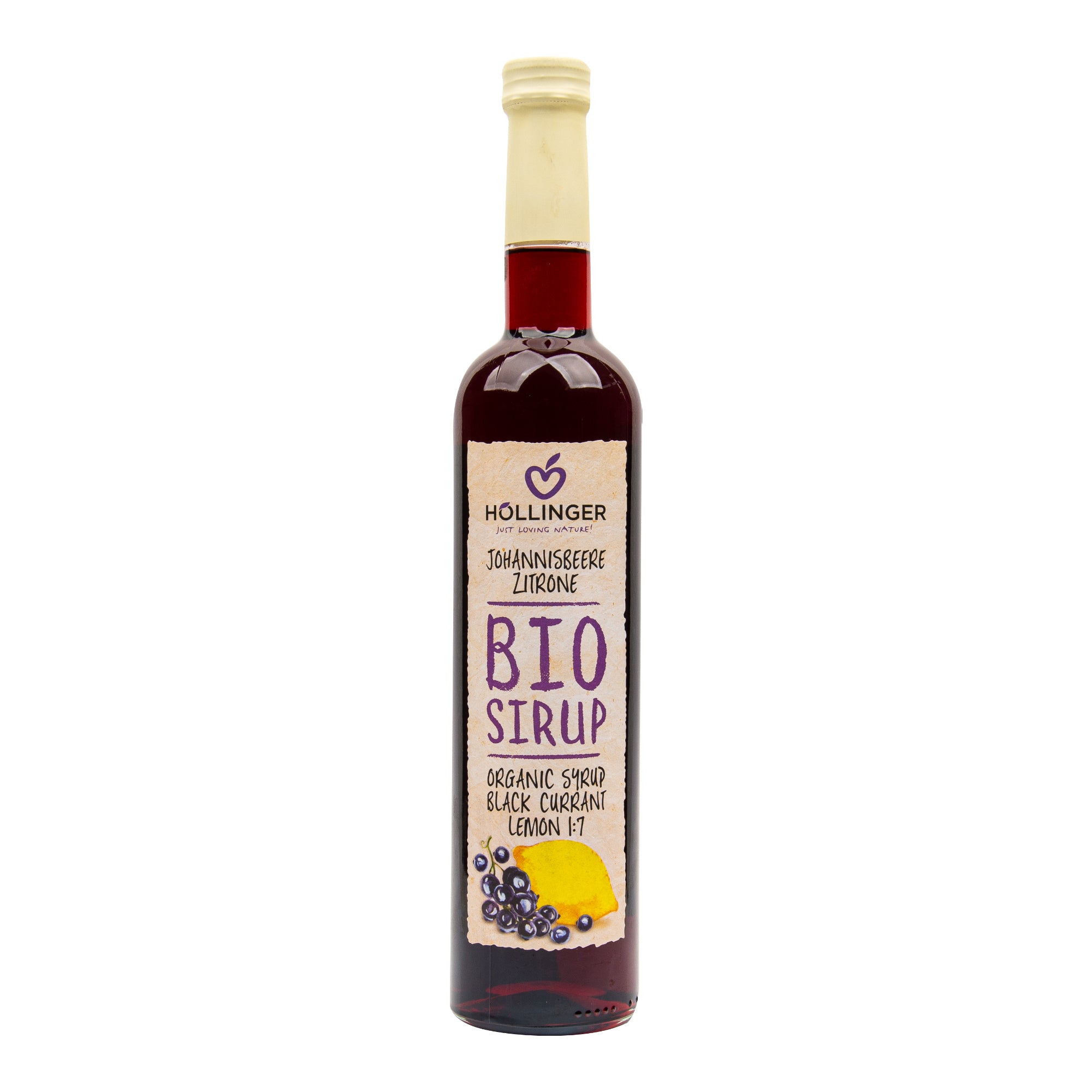 Sirup černý rybíz s citronem 500 ml BIO   HOLLINGER Hollinger