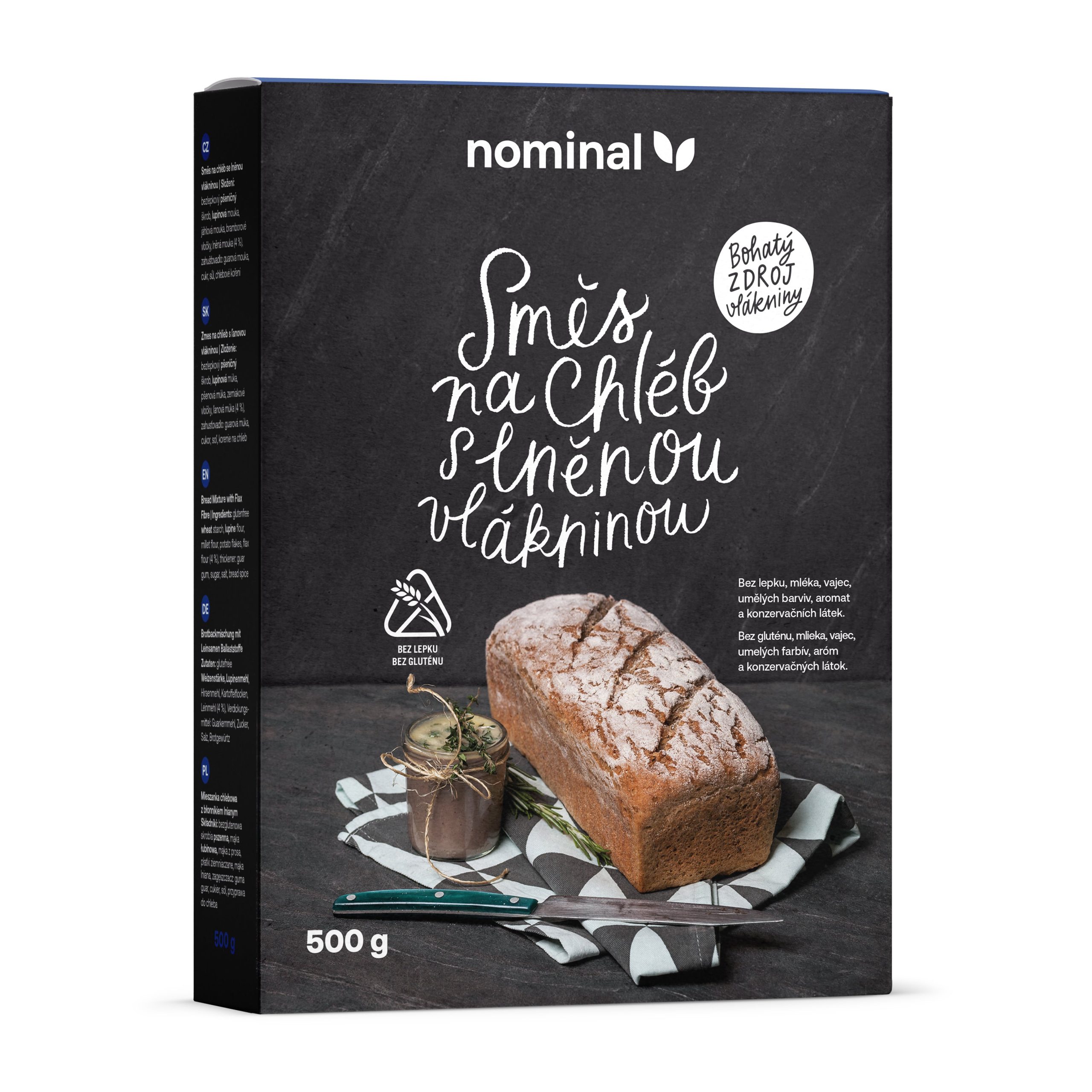 Směs na chléb s lněnou vlákninou bezlepkový 500 g   NOMINAL Nominal