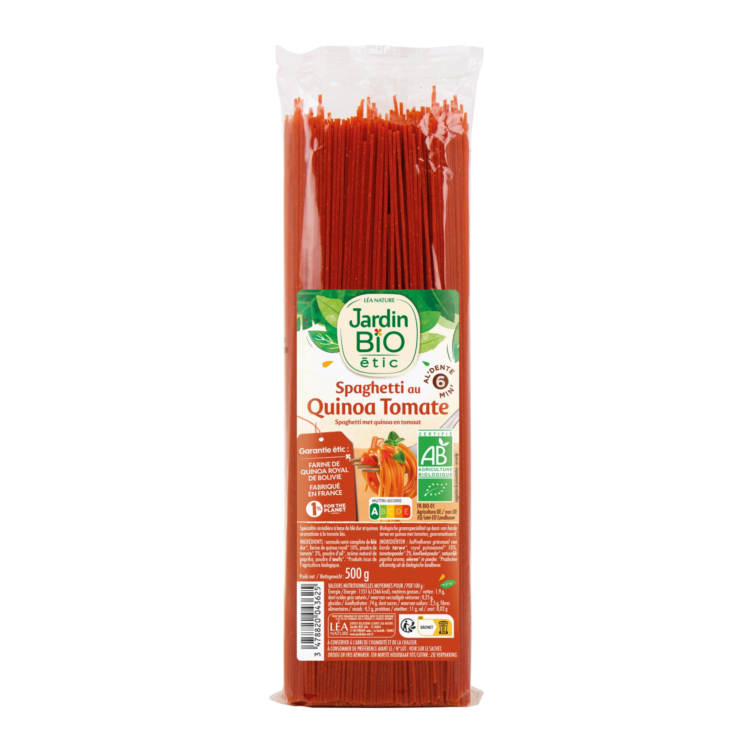 Špagety s quinoovou moukou Rajče 500 g BIO   JARDIN BIO Jardin