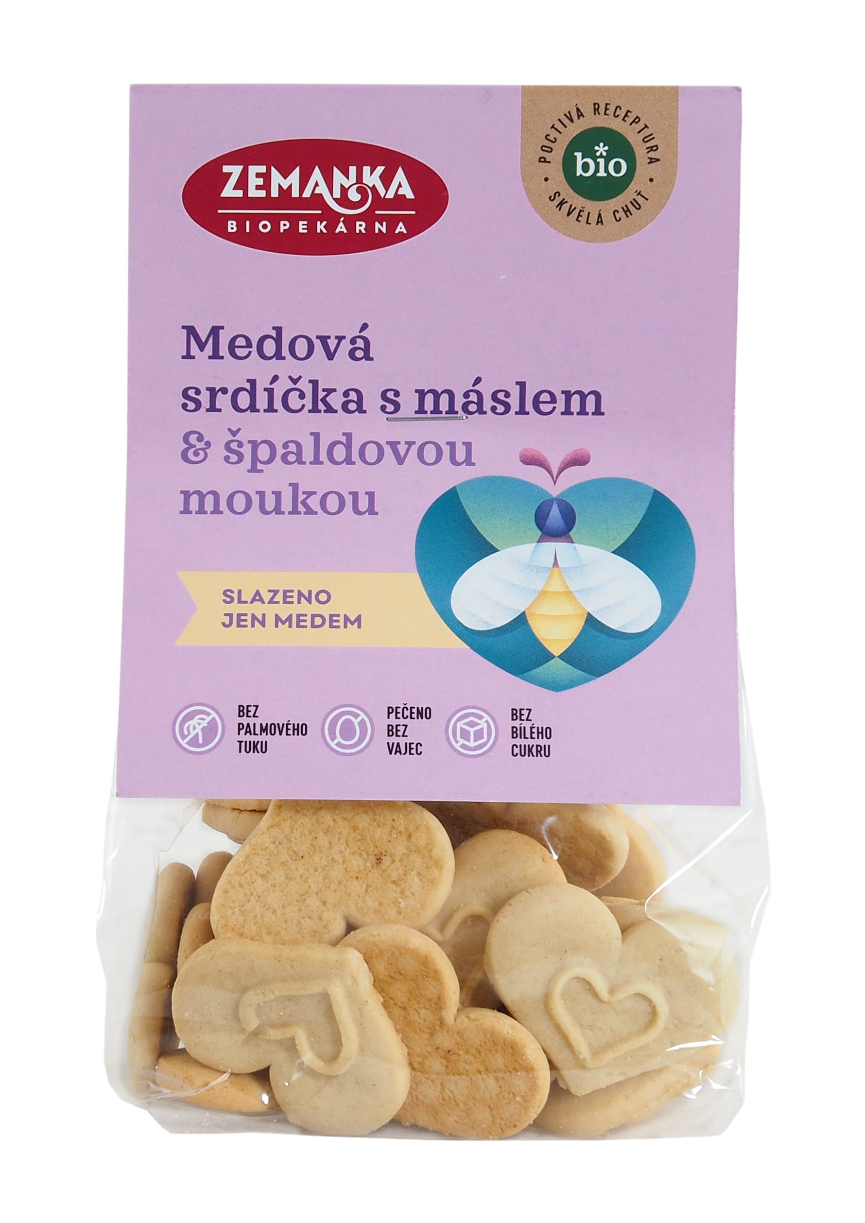 Srdíčka medová s máslem 100 g BIO   ZEMANKA Biopekárna Zemanka