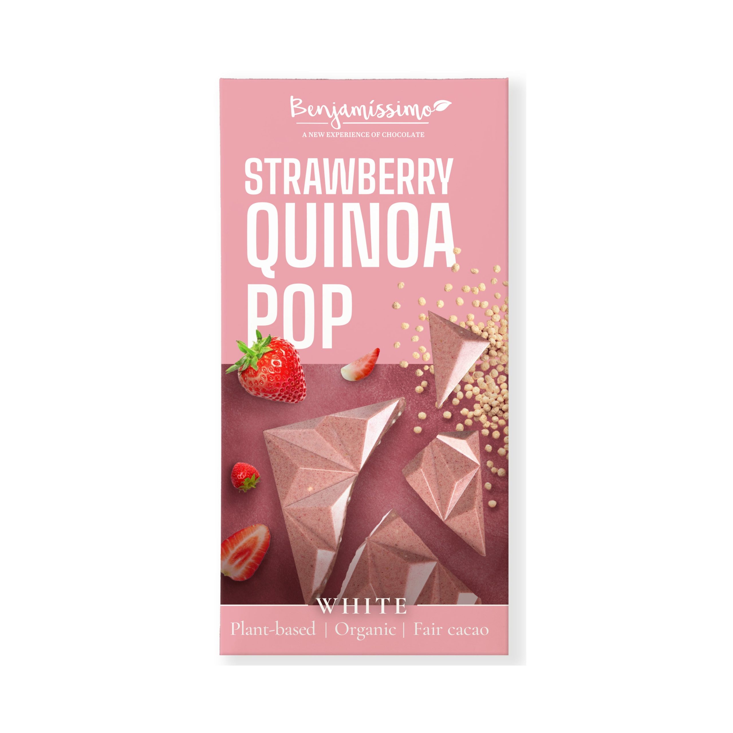 Tabulka kakaová bílá jahoda-quinoa 60 g BIO   BENJAMÍSSIMO Benjamíssimo