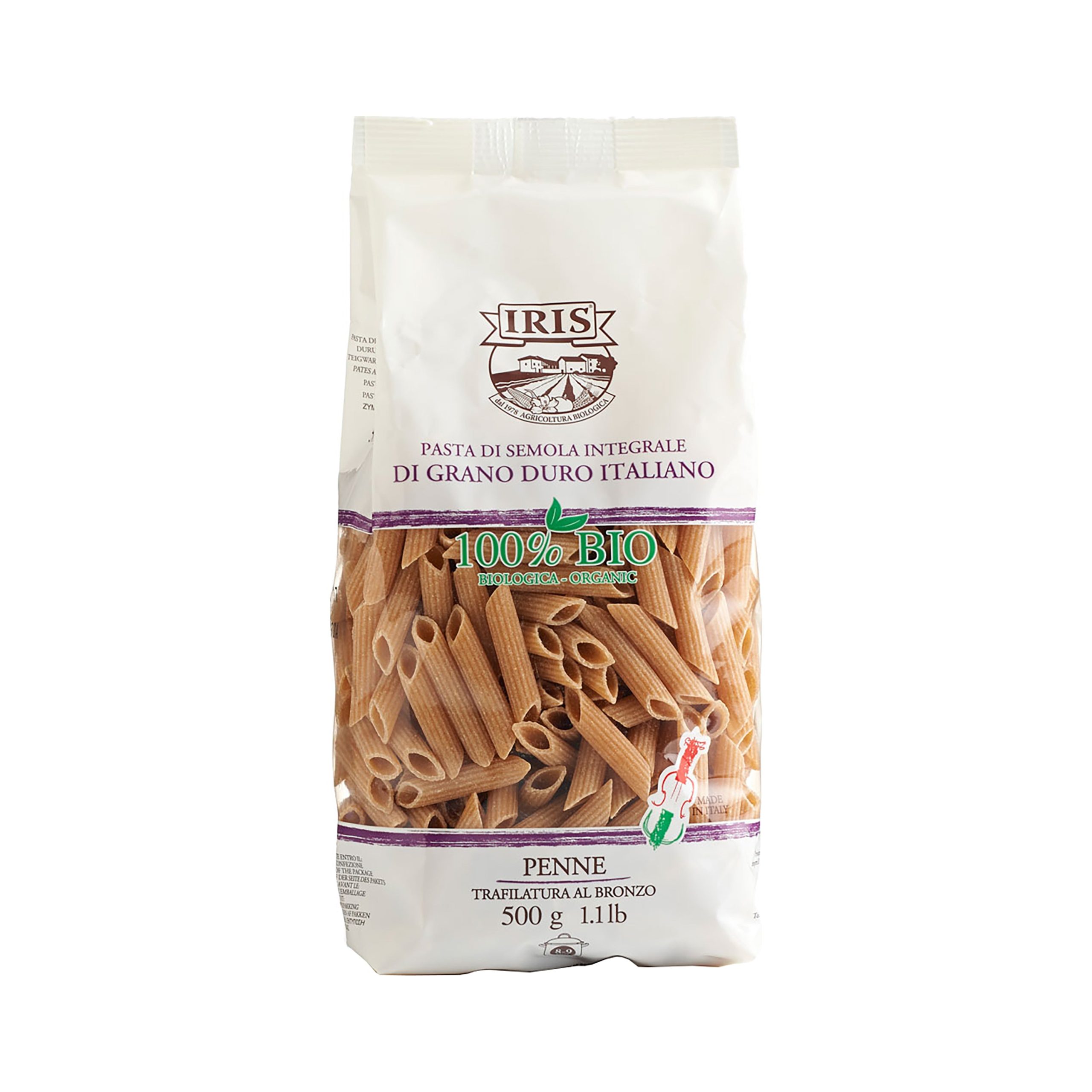 Těstoviny penne celozrnné 500 g BIO   IRIS IRIS
