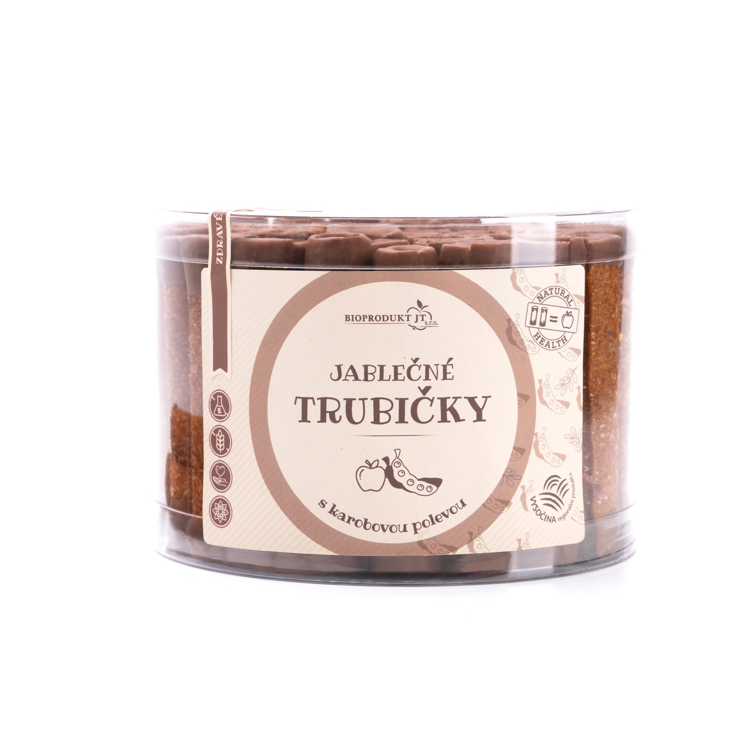 Trubičky jablečné s karobem dóza 540 g   BIOPRODUKT JT Bioprodukt JT