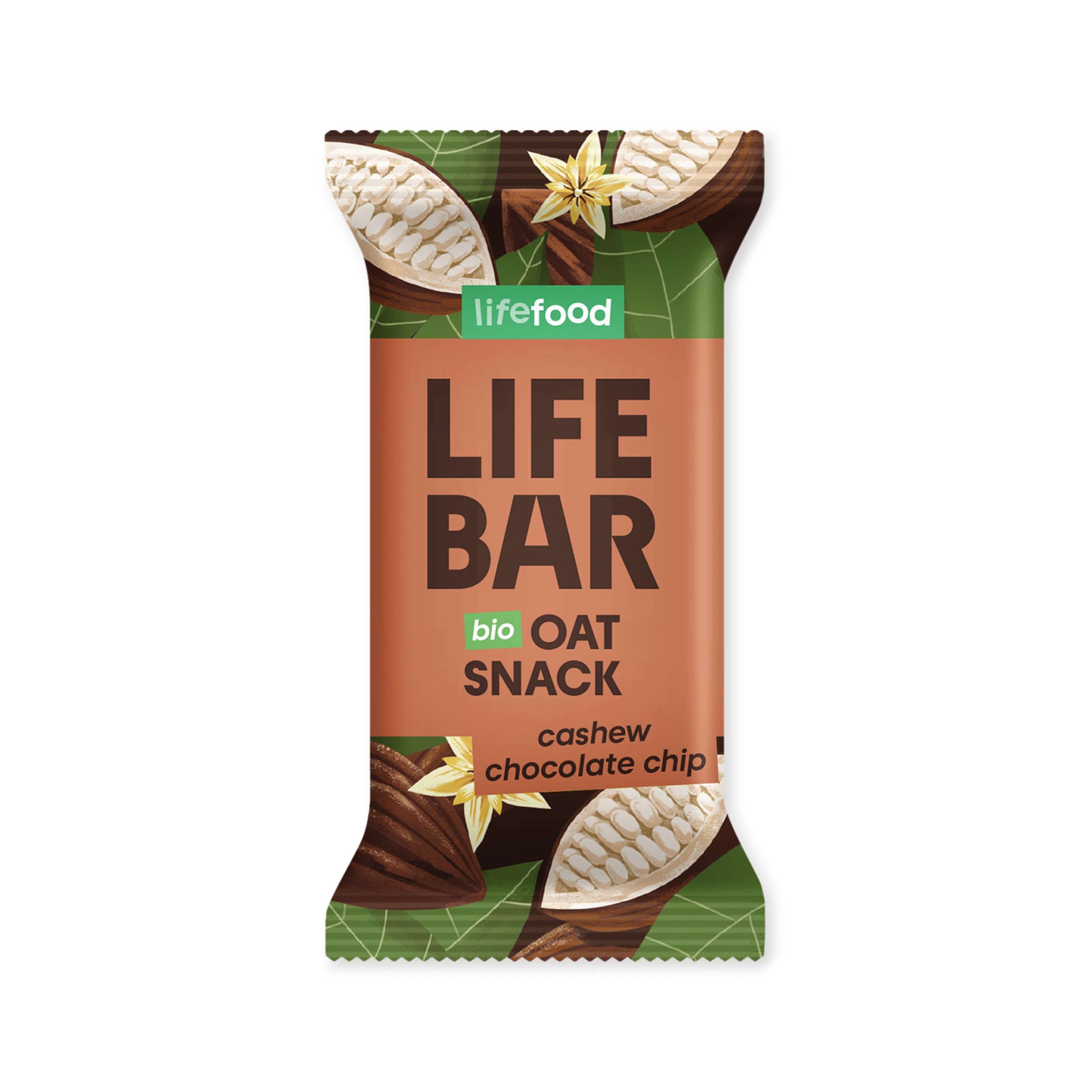 Tyčinka Lifebar Oat snack s kešu a kousky čokolády 40 g BIO   LIFEFOOD Lifefood