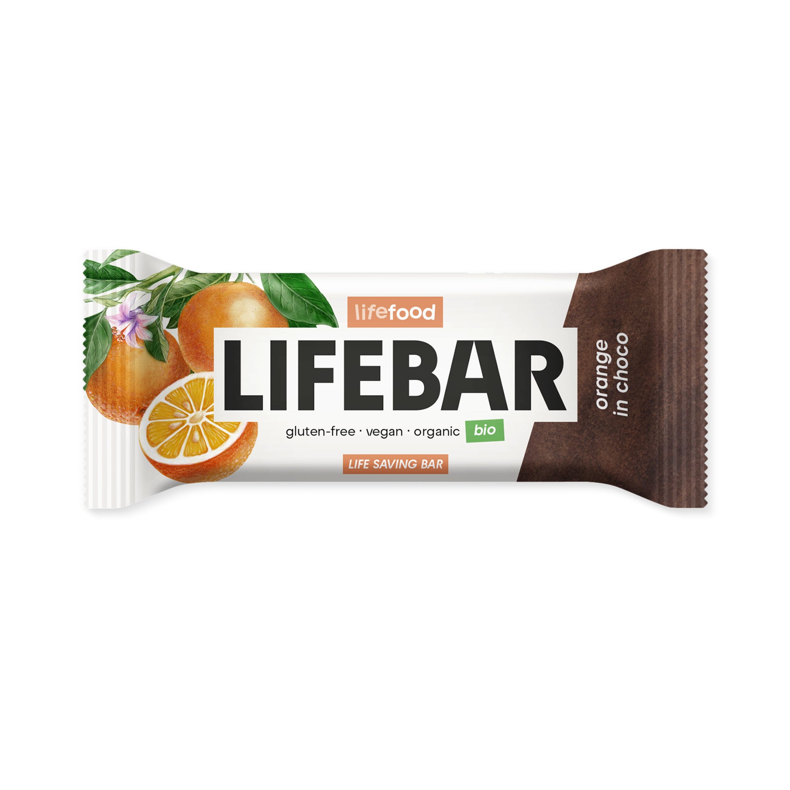 Tyčinka Lifebar pomeranč v čokoládě RAW 40 g BIO   LIFEFOOD Lifefood