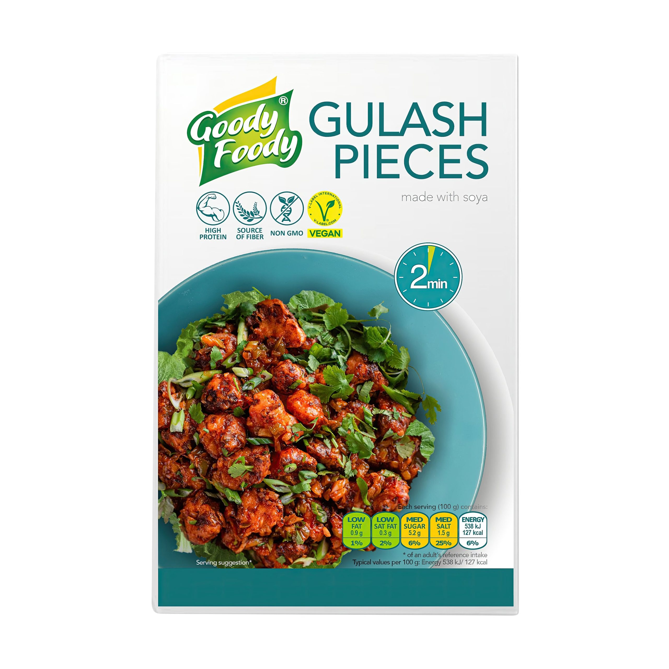 Veganské sójové kostky na guláš ochucené 200 g   GOODY FOODY Goody Foody