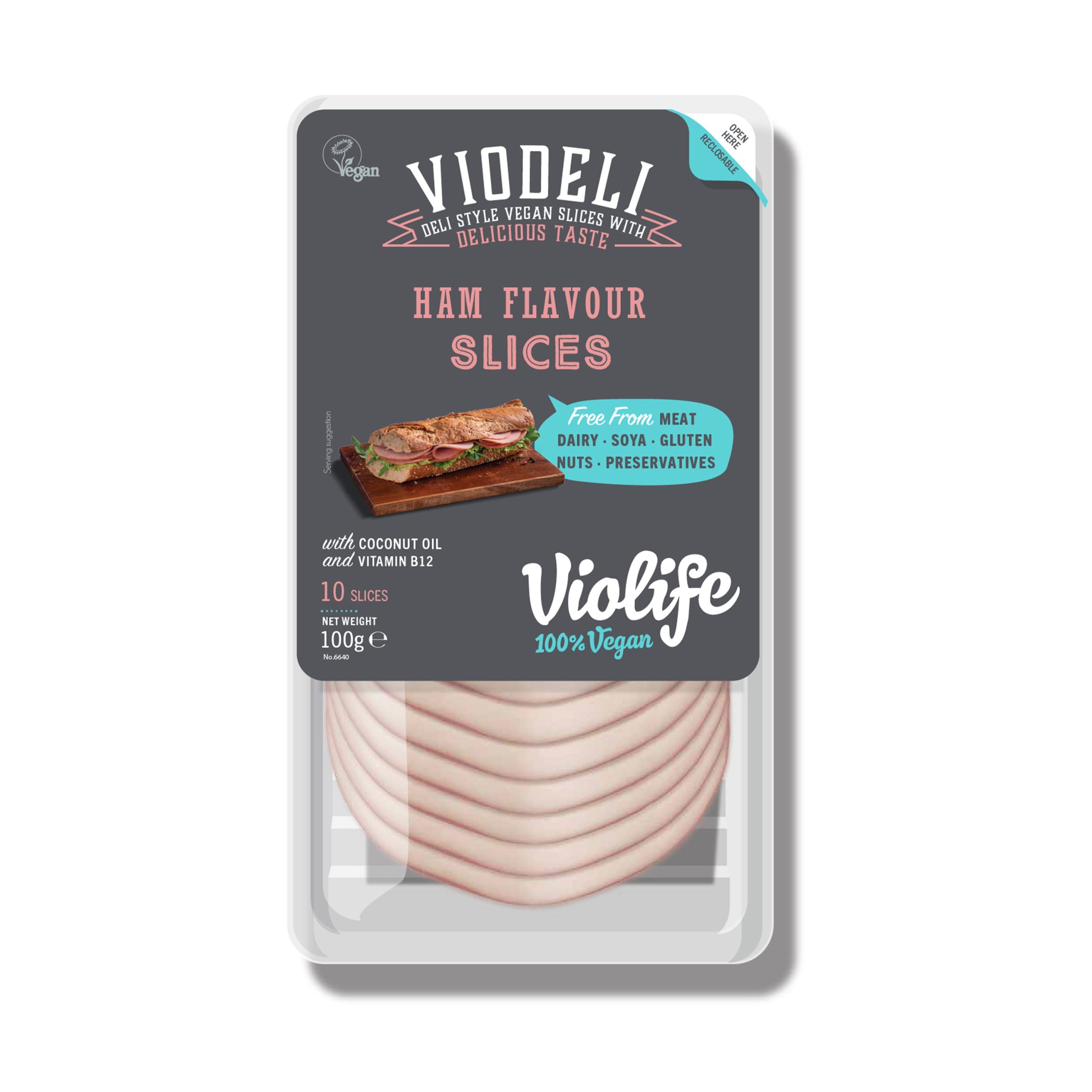 Viodeli plátky s příchutí šunky 100 g   VIOLIFE Violife