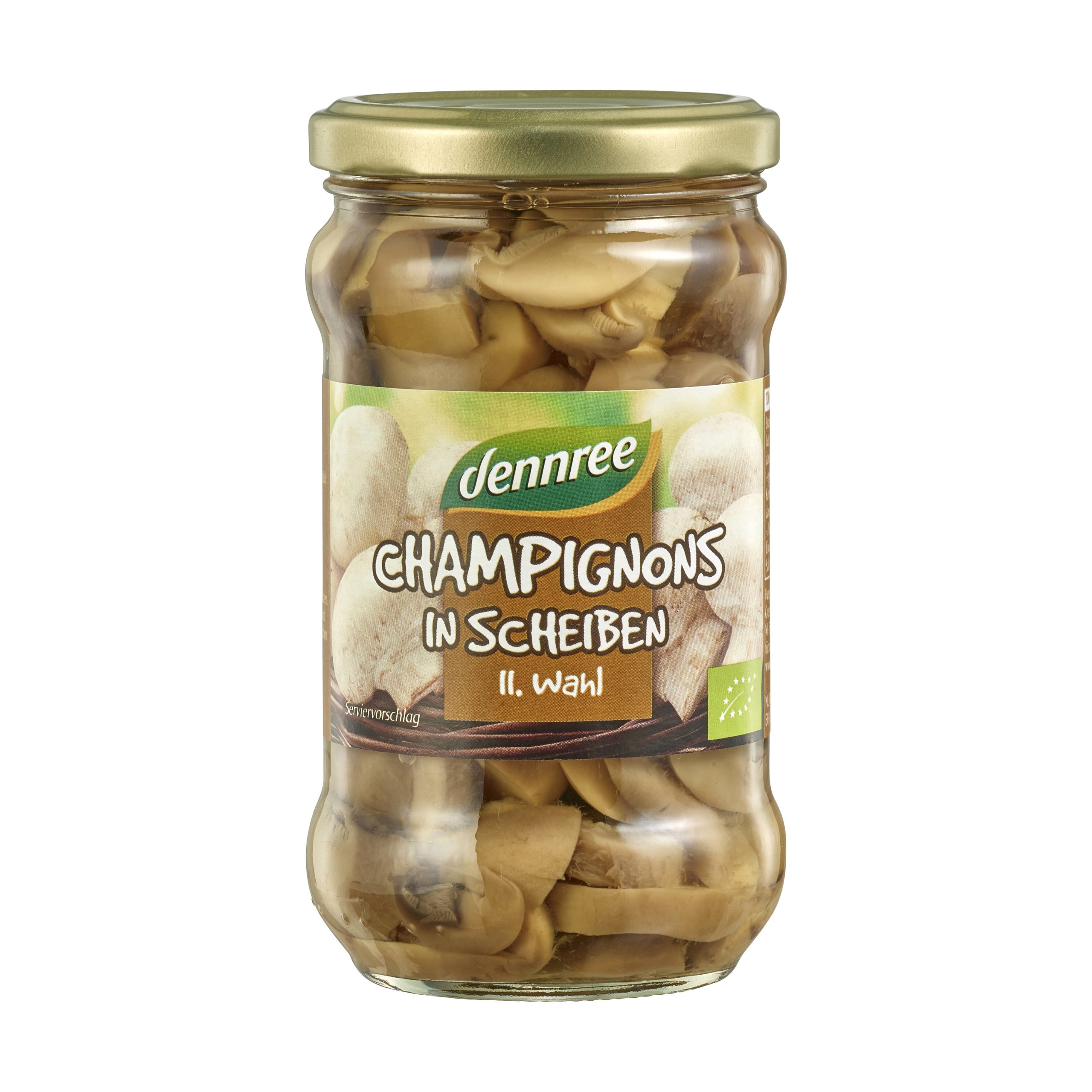 Žampióny krájené ve slaném nálevu 280 g BIO   DENNREE Dennree