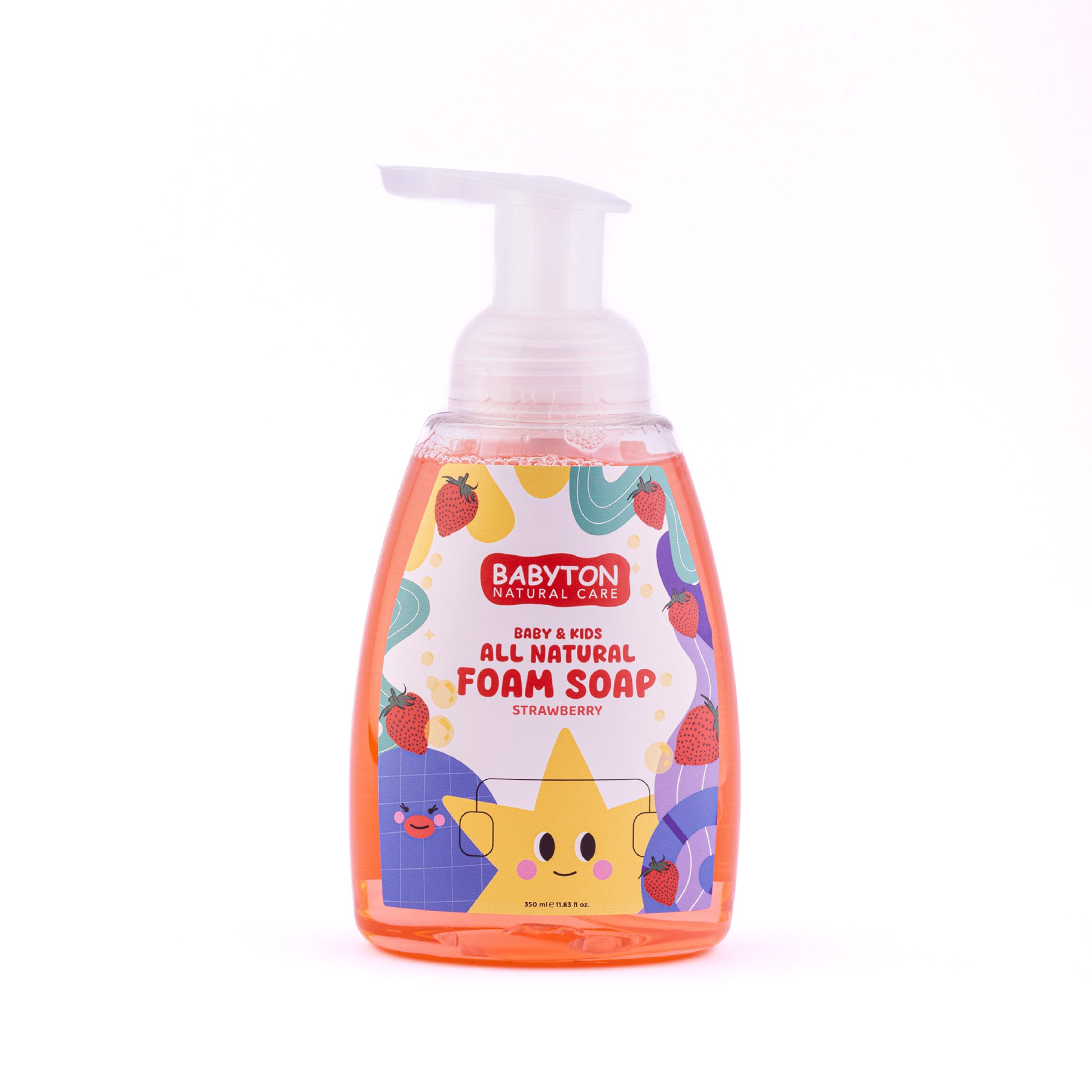 Babyton Dětské pěnové mýdlo na ruce Jahoda (350 ml) - pro hravé mytí rukou Babyton