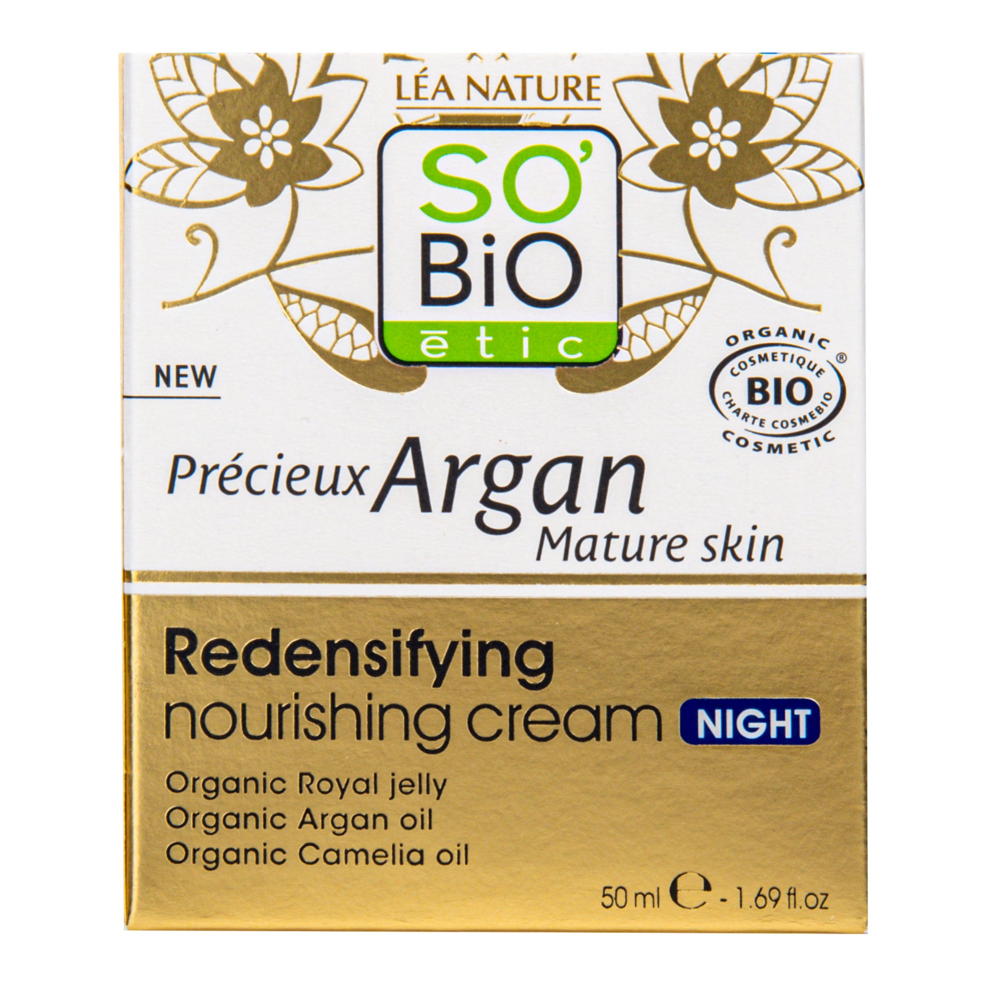 Krém noční výživný a zpevňující GOLD 50 ml BIO zralá pleť Precieux argan   SO’BiO étic SO’BiO étic