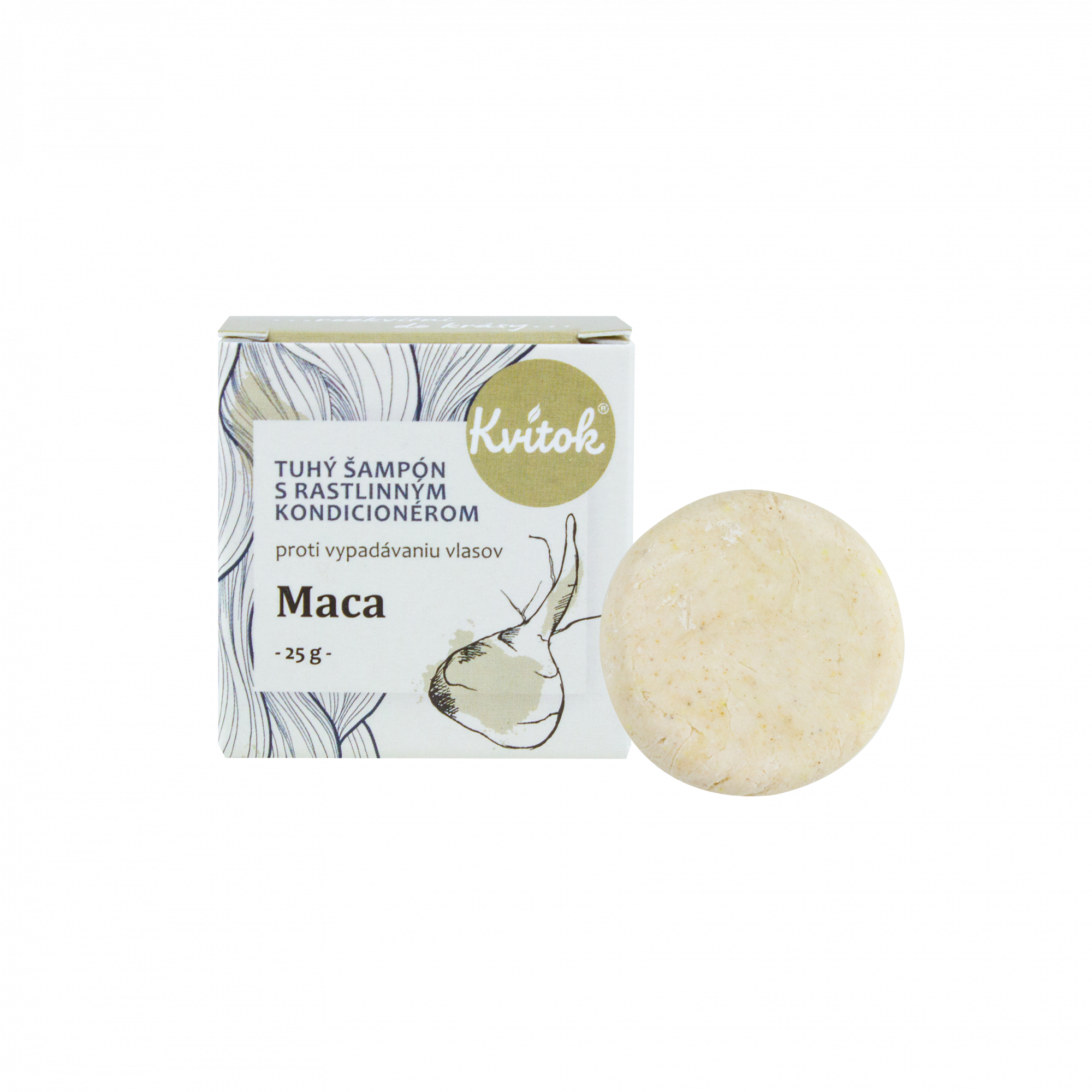 Kvitok Tuhý šampon s kondicionérem Maca - 25 g - stimuluje růst vlasů Kvitok