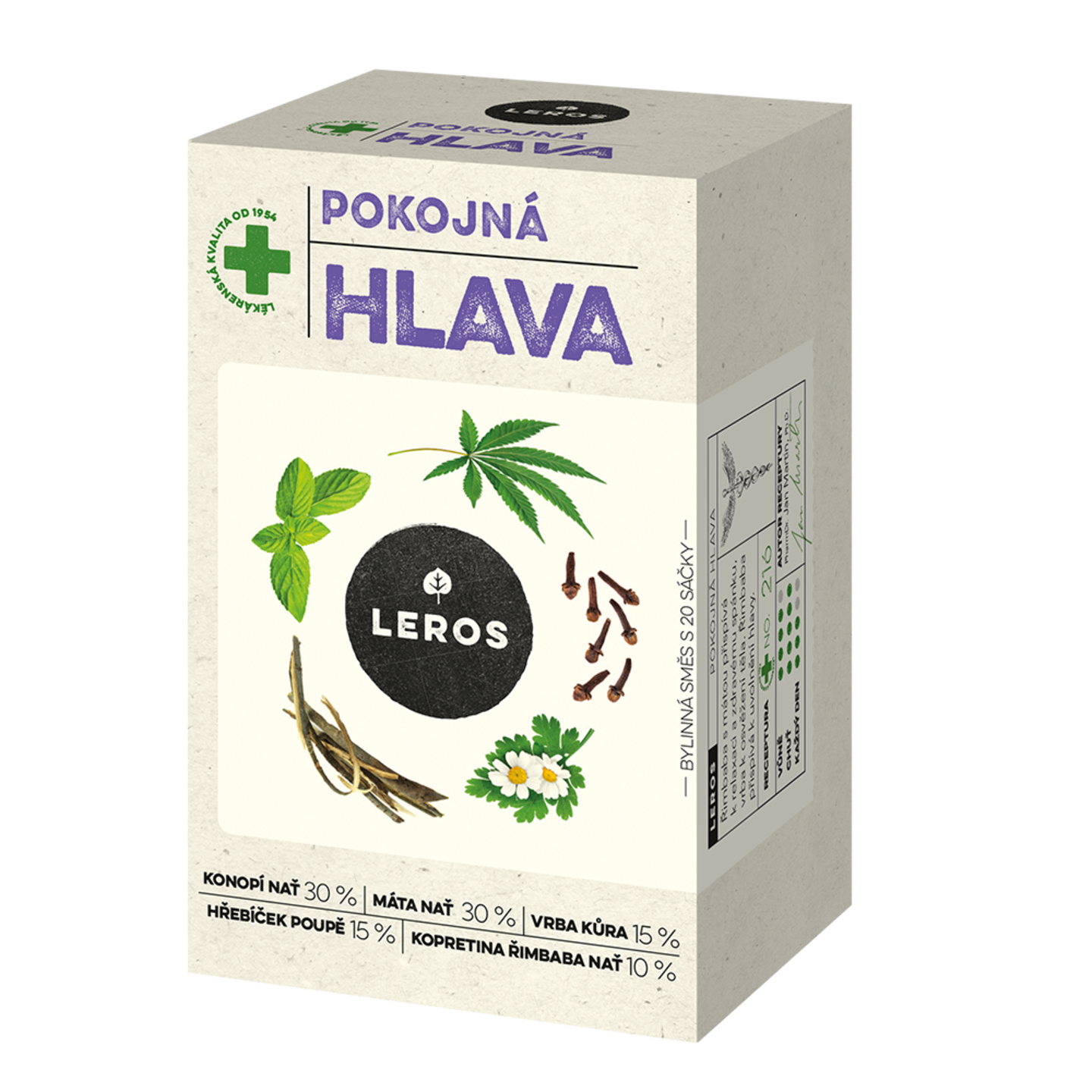LEROS Bylinný čaj Pokojná hlava - nálev. sáčky (20 x 1