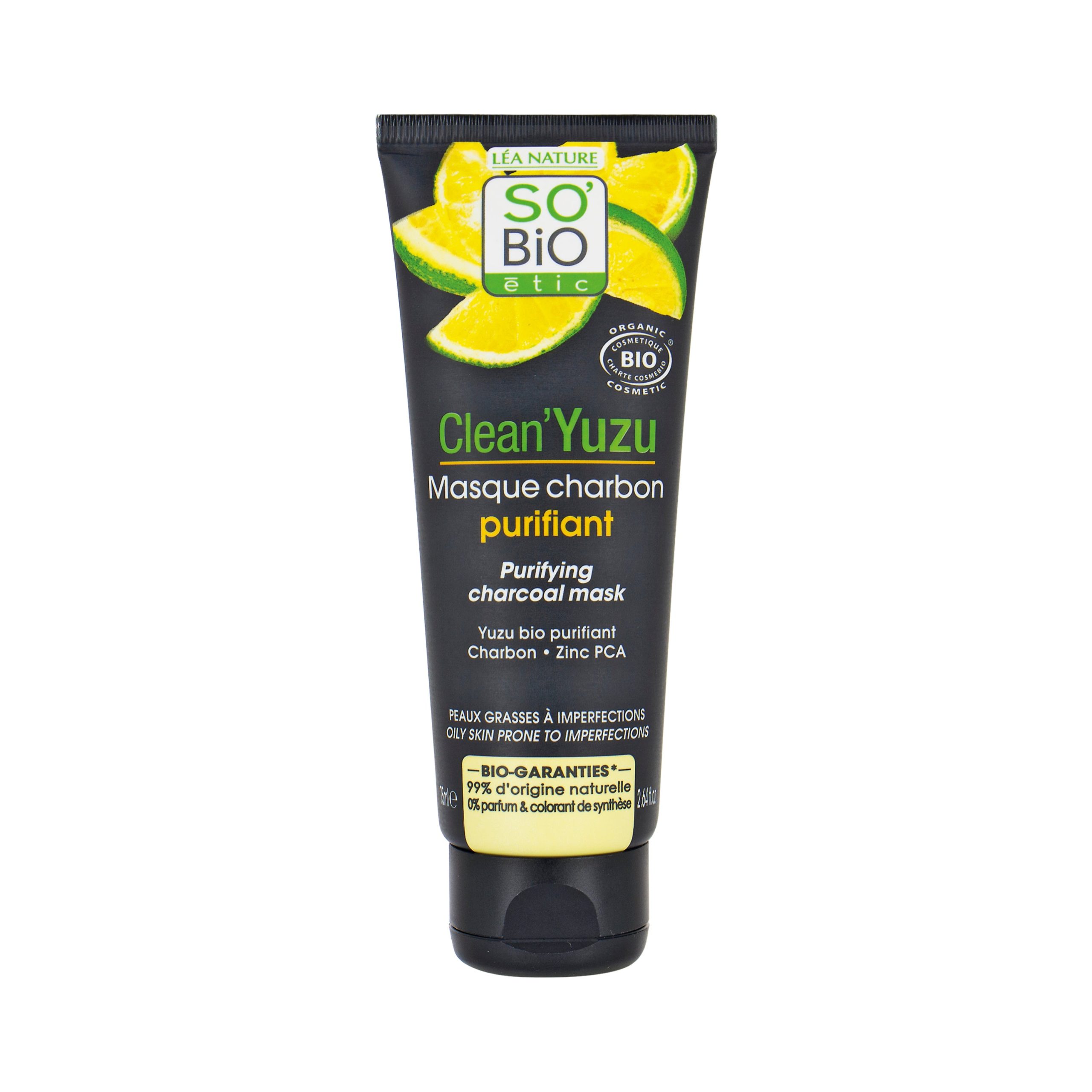 Maska pleťová čisticí s aktivním uhlím Clean Yuzu 75 ml BIO   SO’BiO étic SO’BiO étic